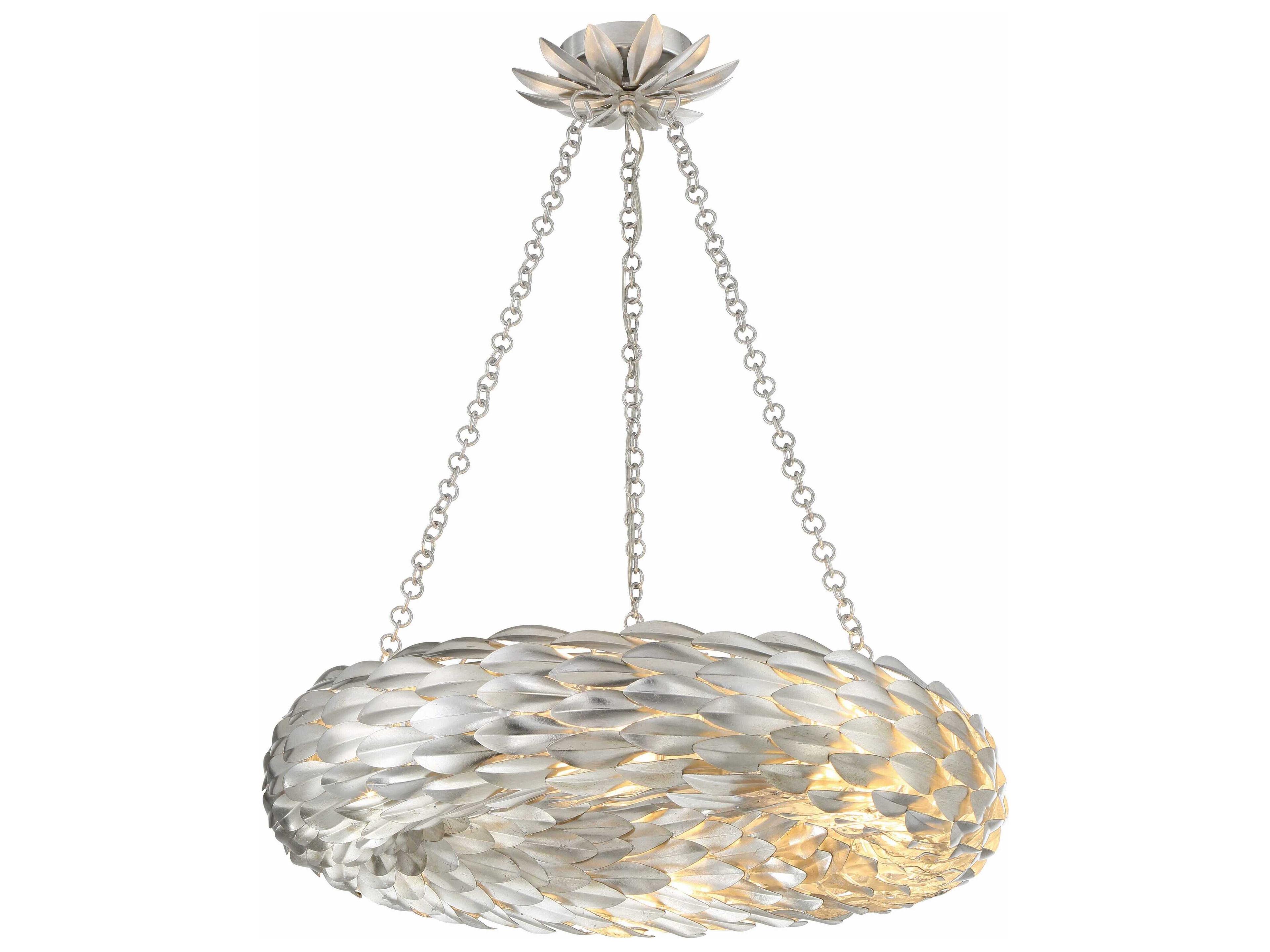 Crystorama Broche 6-Light Antique Silver Pendant