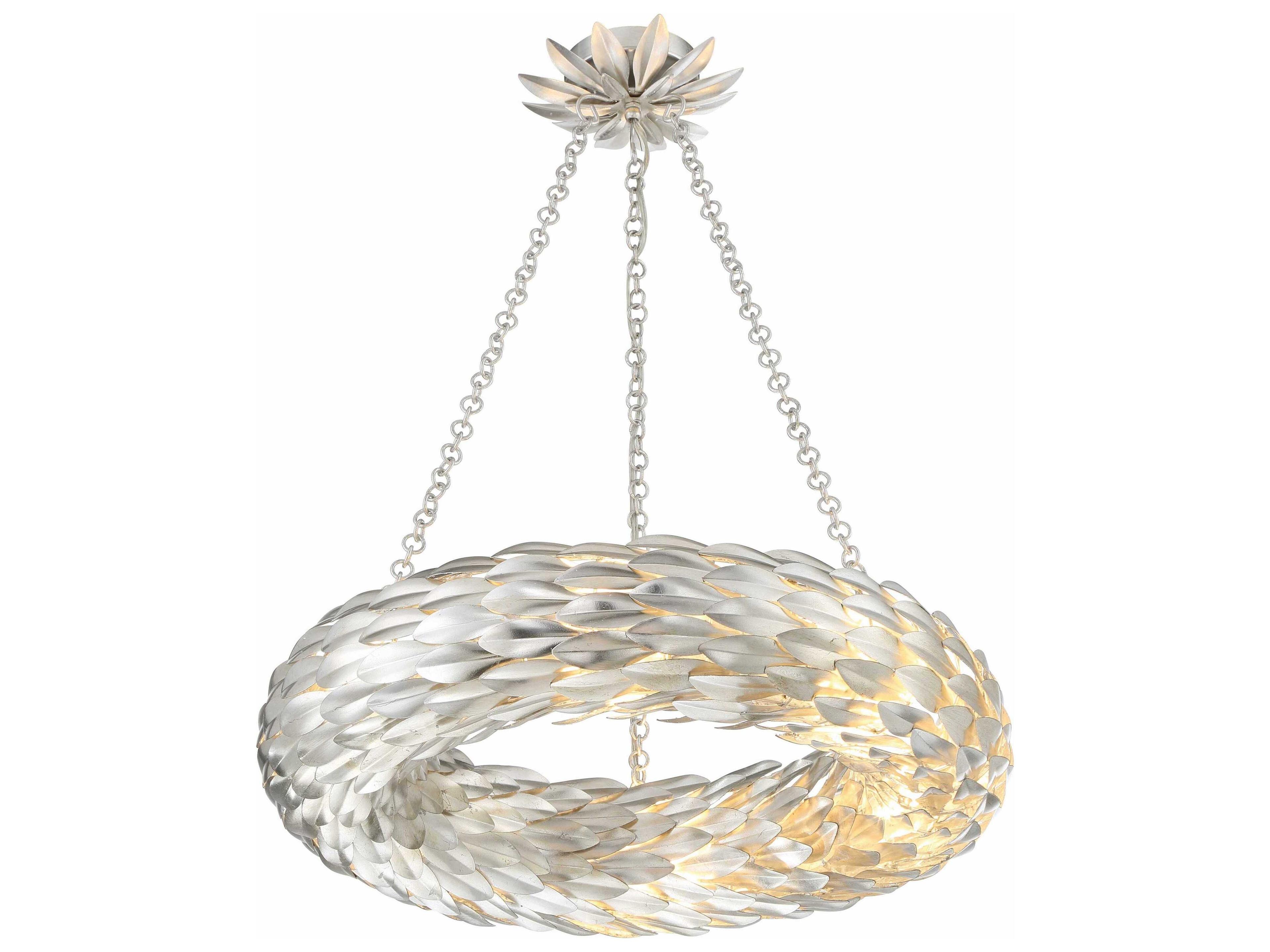 Crystorama Broche 6-Light Antique Silver Pendant