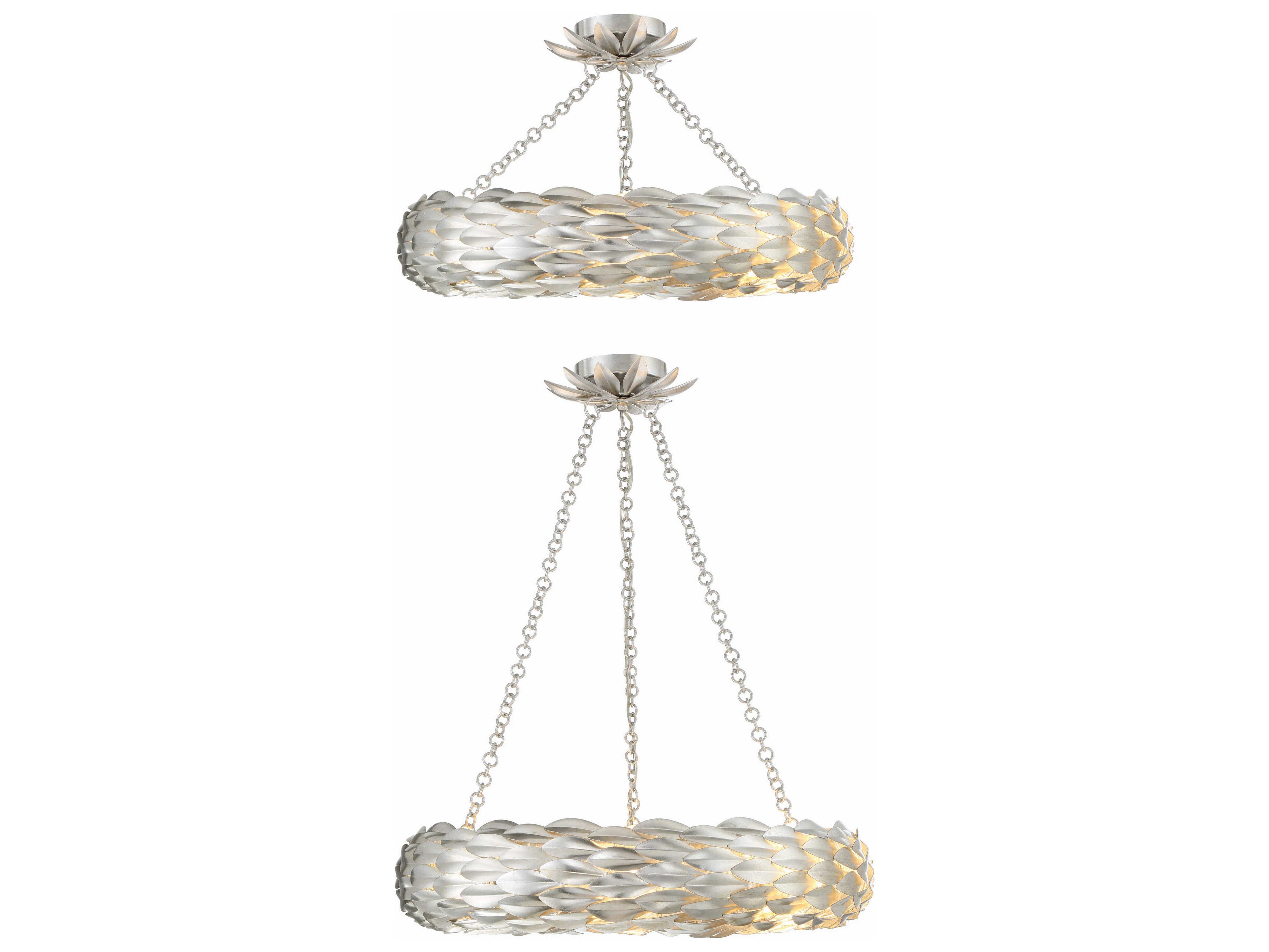 Crystorama Broche 6-Light Antique Silver Pendant