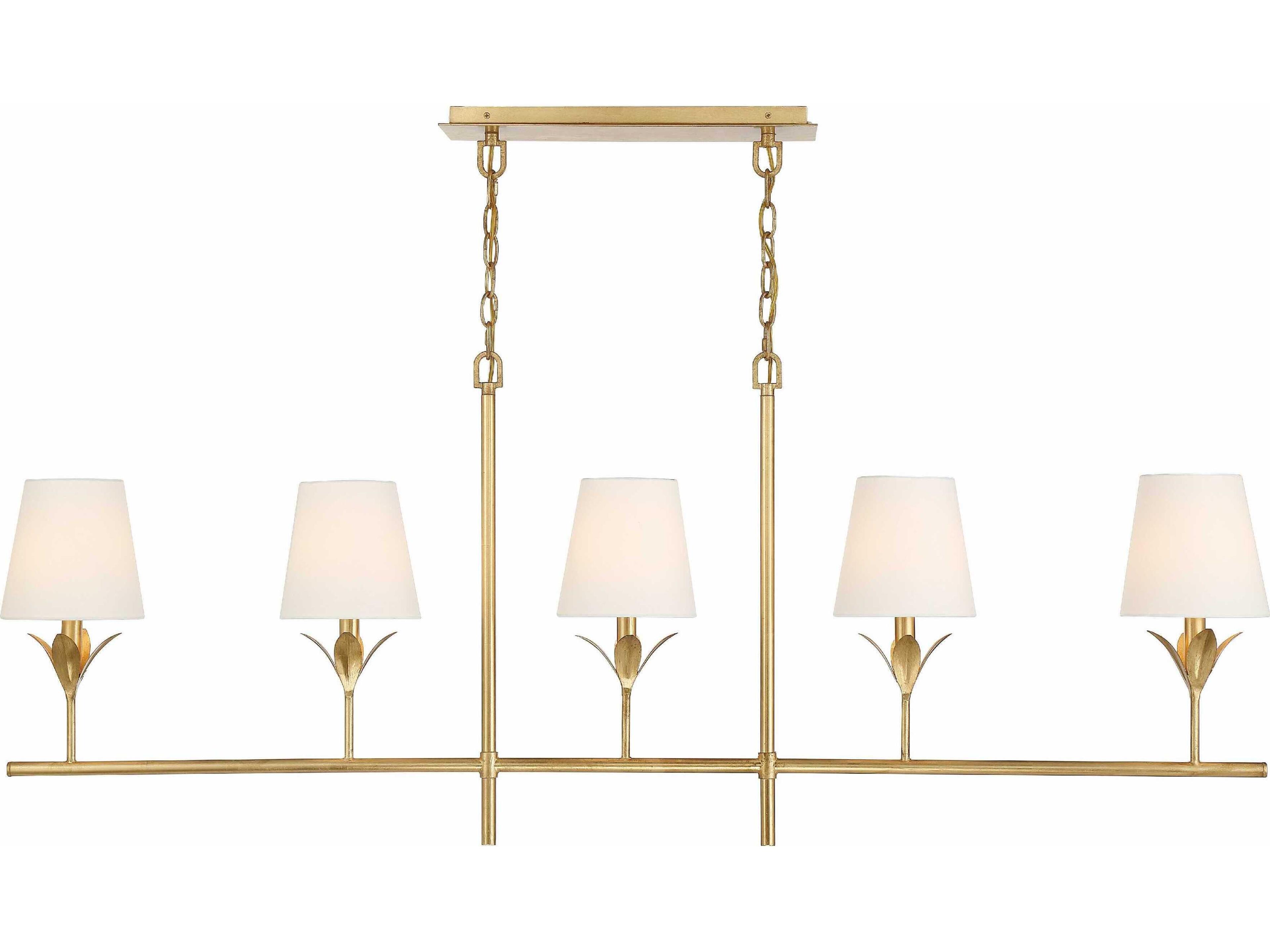 Broche 5-Light Antique Gold Linear Island Pendant