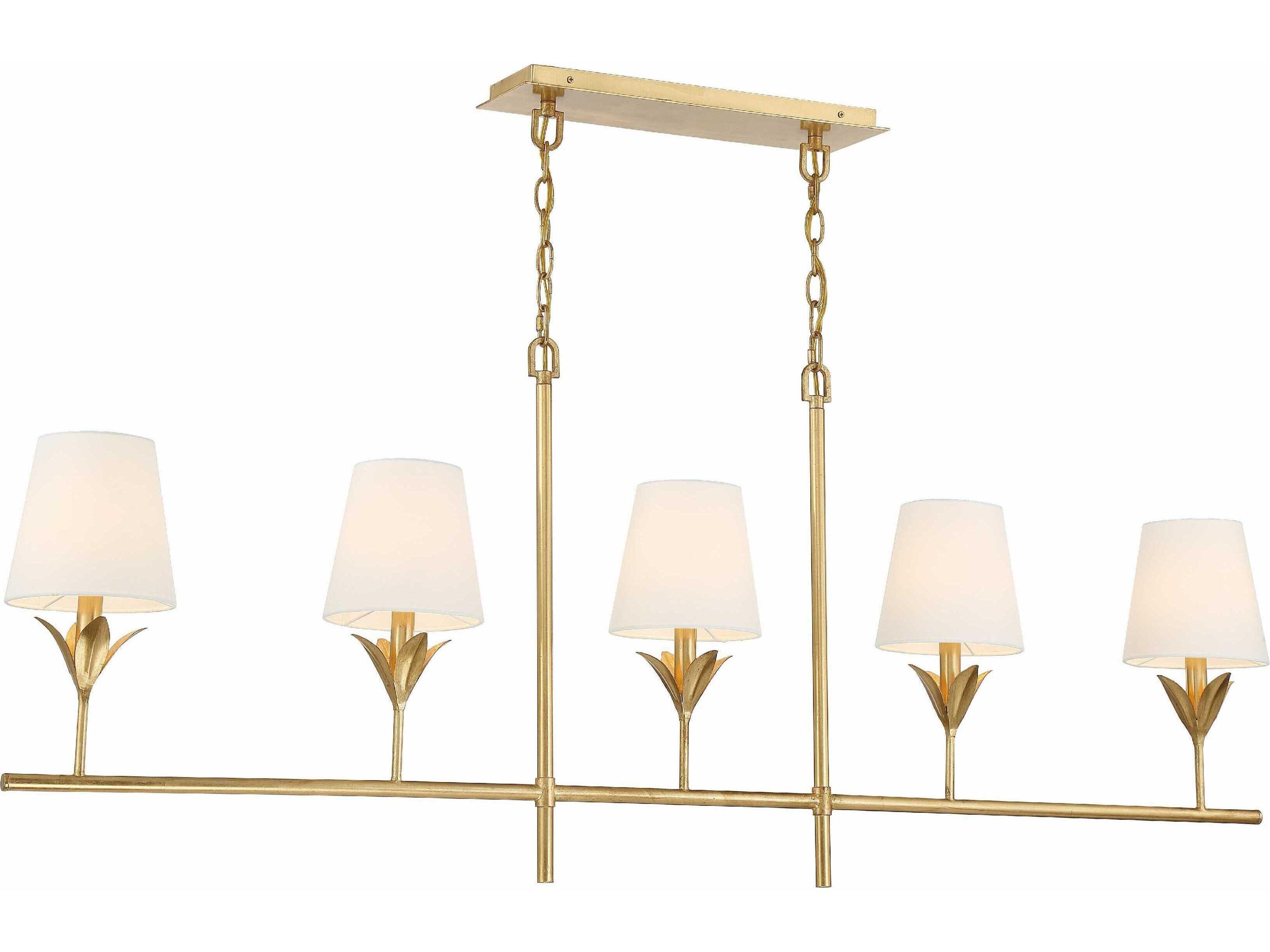 Crystorama Broche 5-Light Antique Gold Linear Island Pendant
