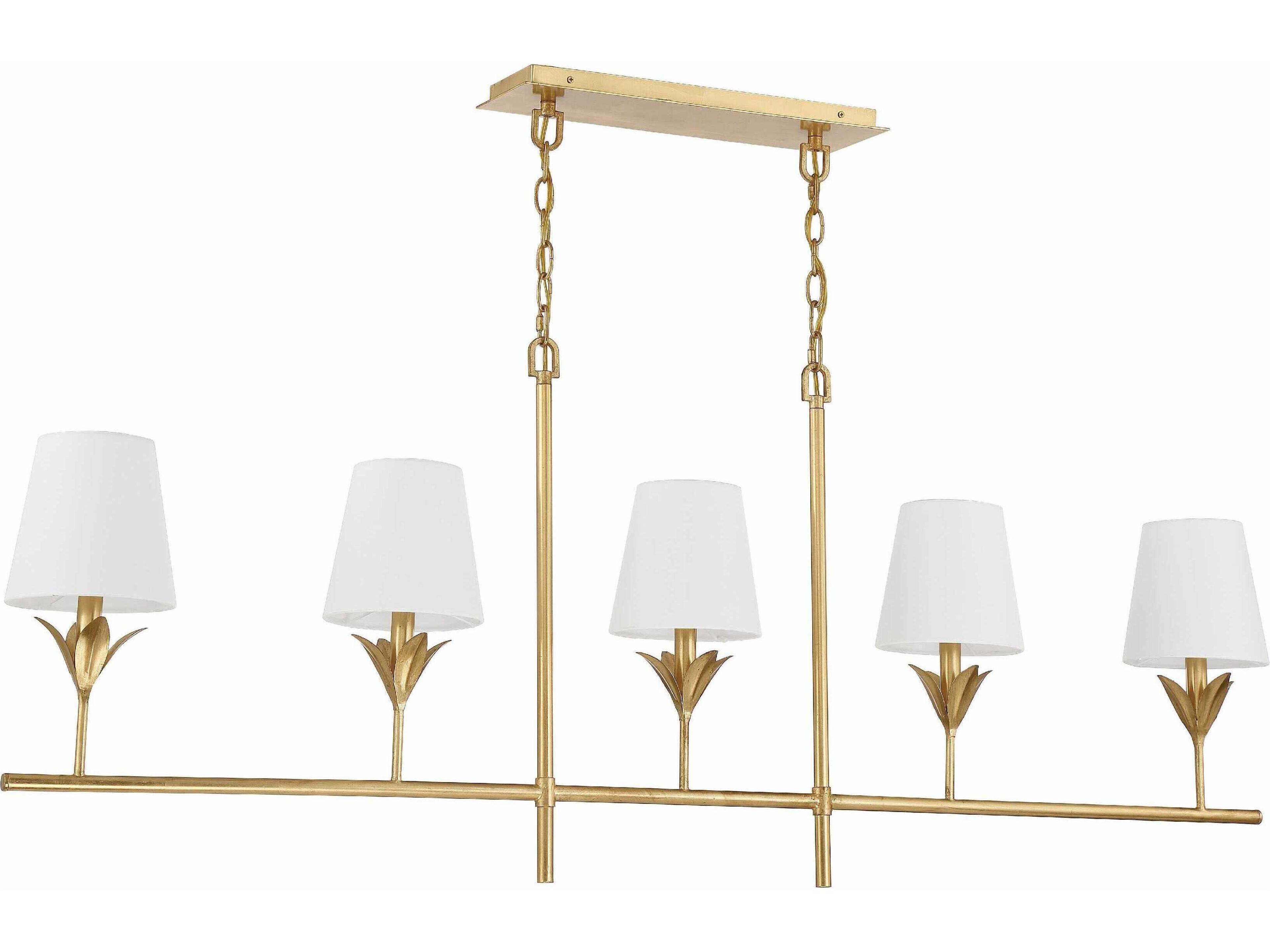 Crystorama Broche 5-Light Antique Gold Linear Island Pendant