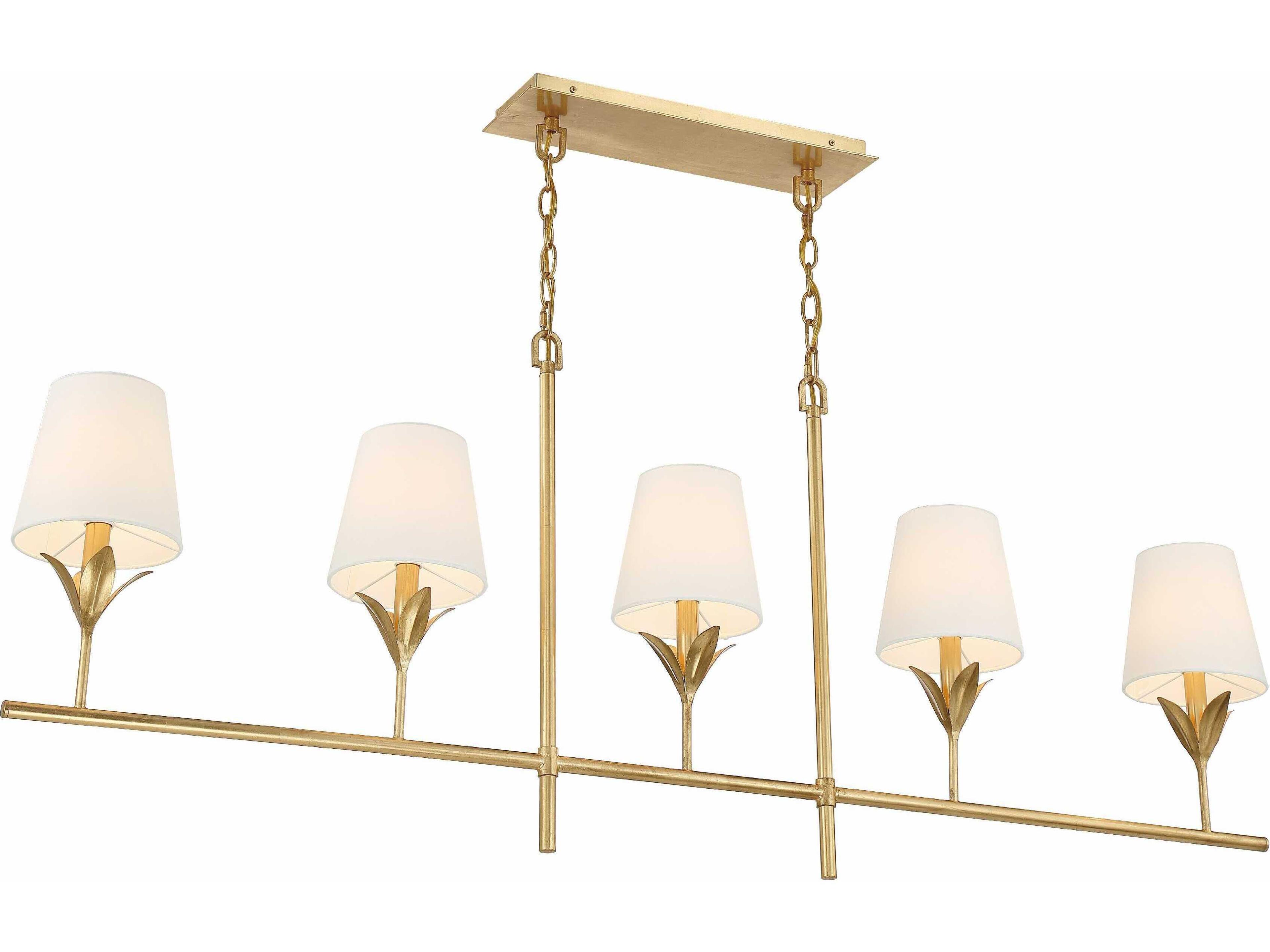 Crystorama Broche 5-Light Antique Gold Linear Island Pendant