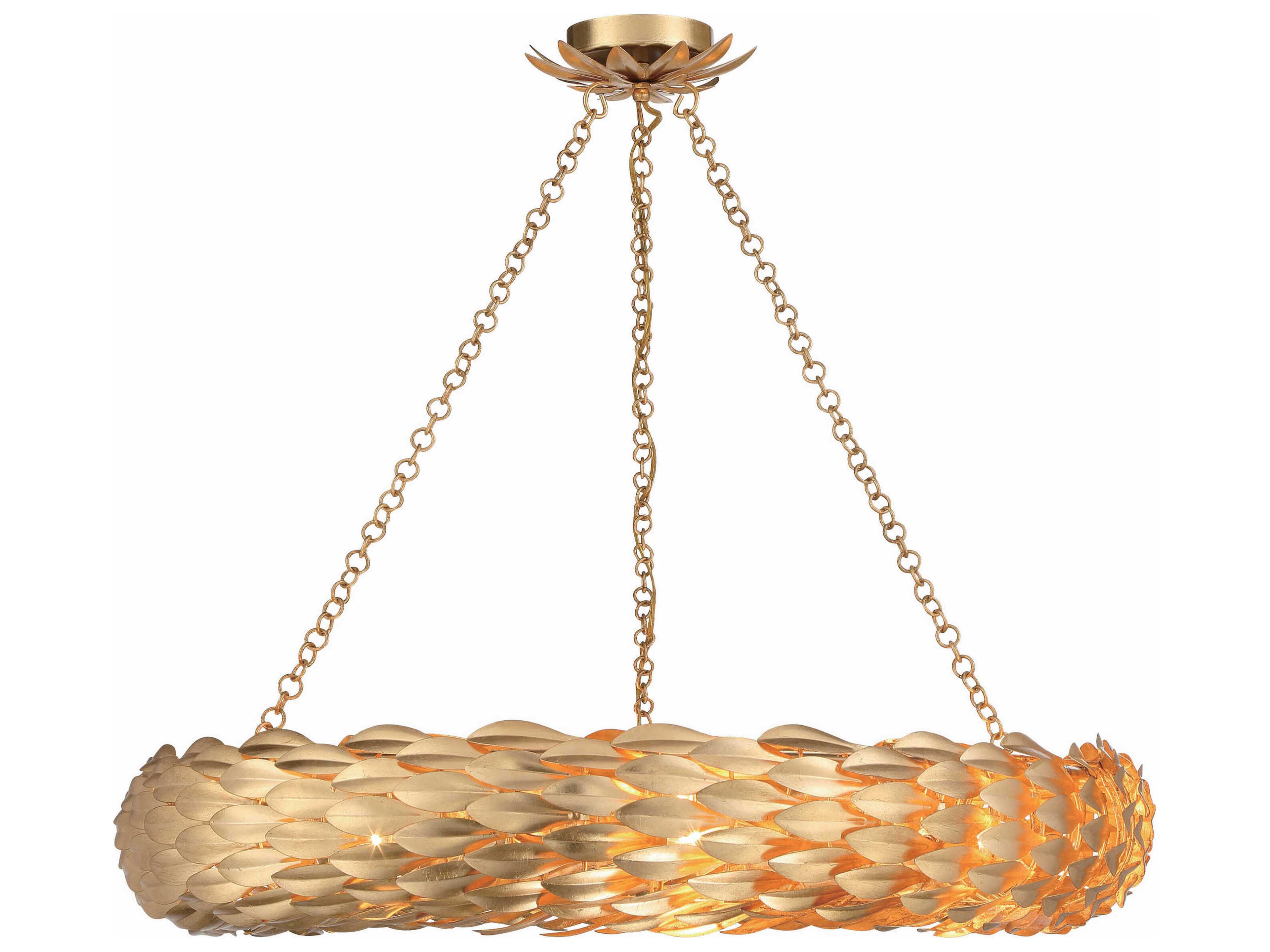 Broche 8-Light Antique Gold Round Pendant