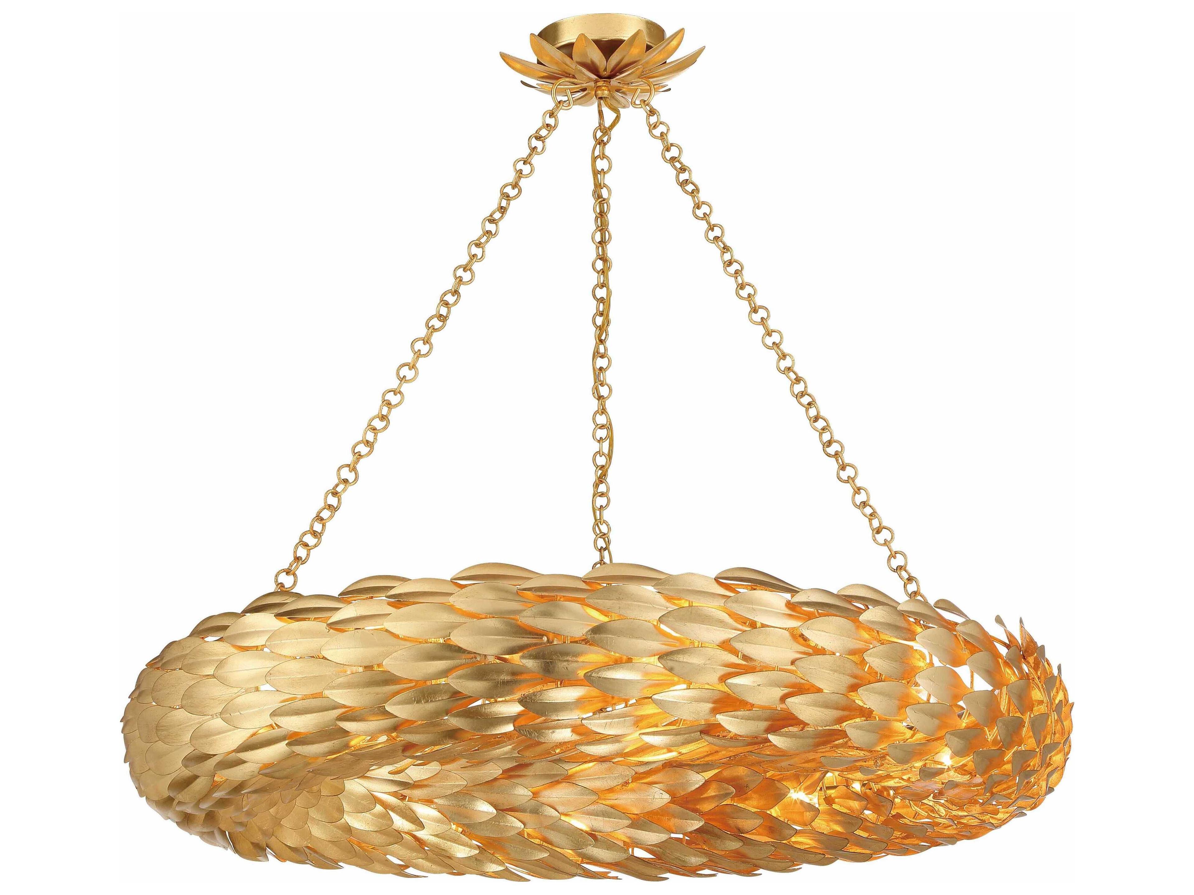 Crystorama Broche 8-Light Antique Gold Round Pendant