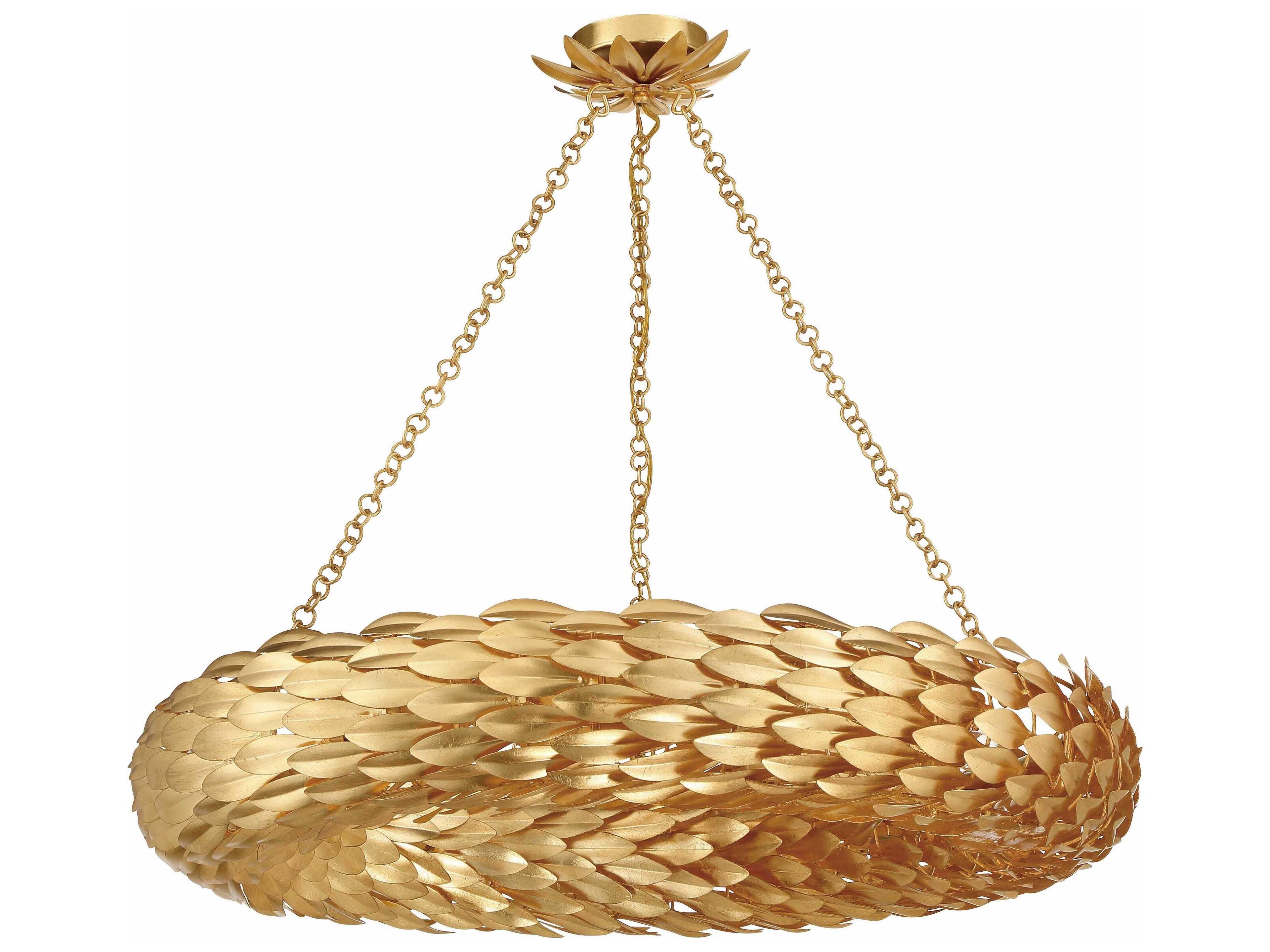 Crystorama Broche 8-Light Antique Gold Round Pendant