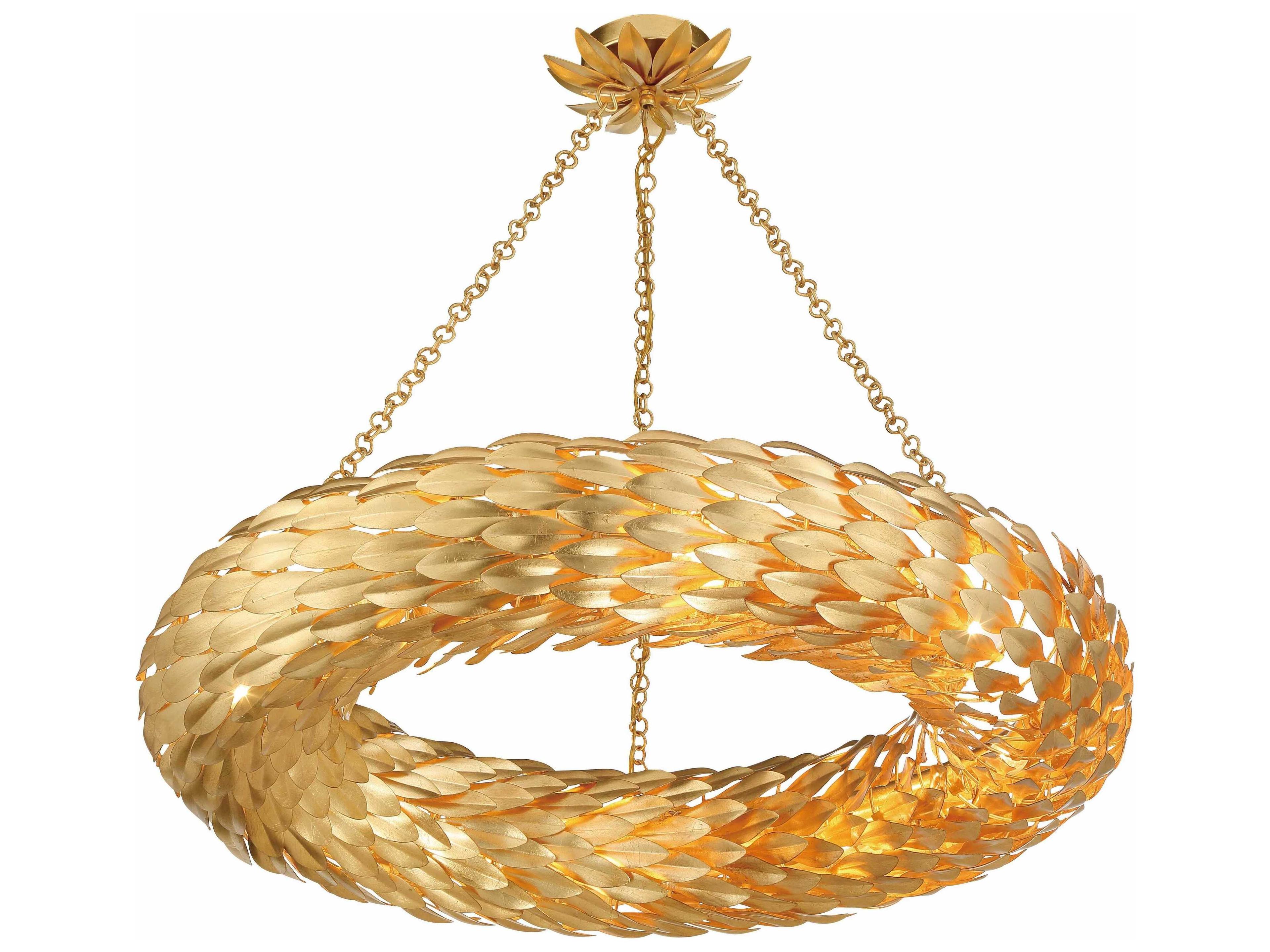 Crystorama Broche 8-Light Antique Gold Round Pendant