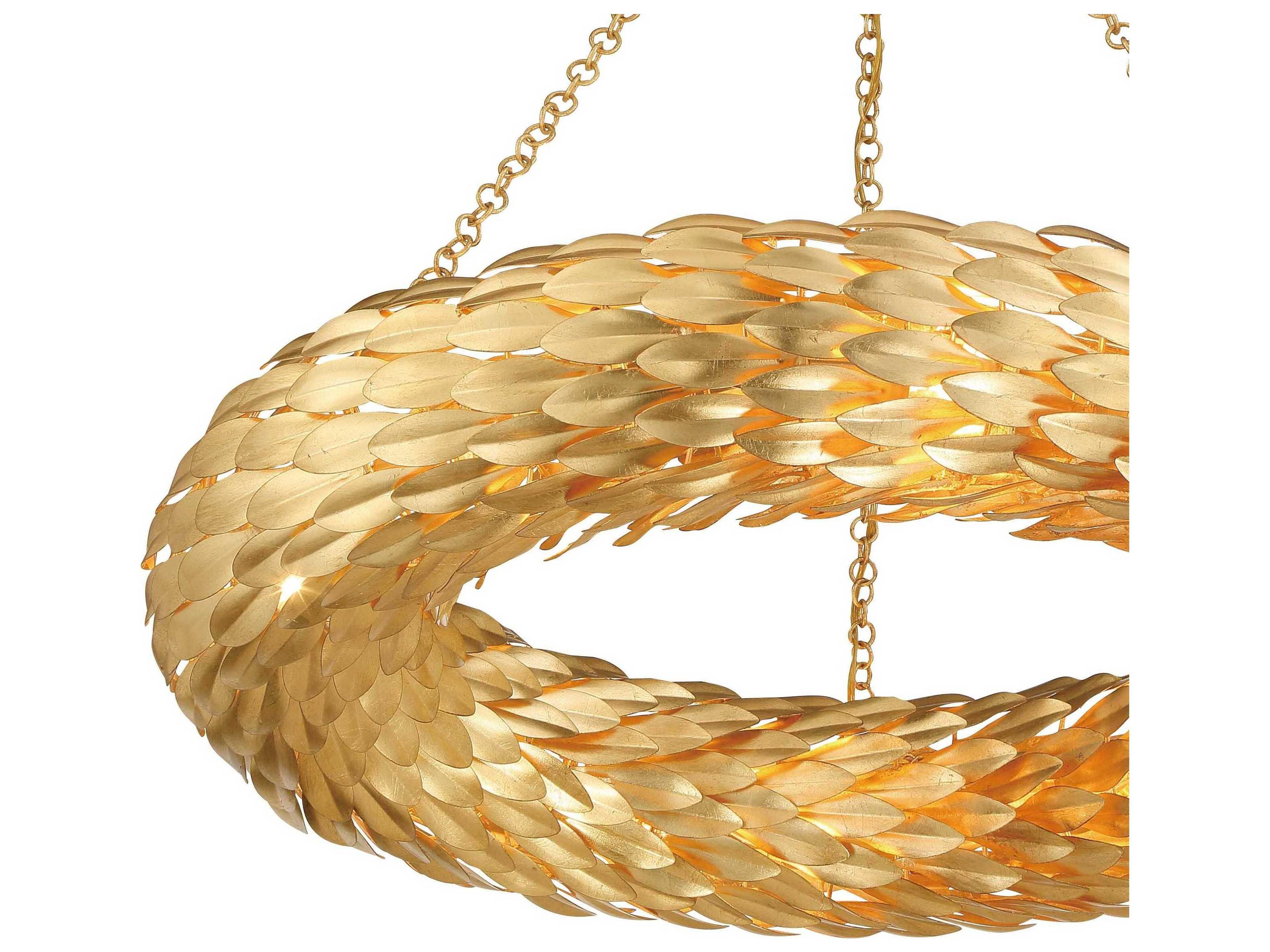 Crystorama Broche 8-Light Antique Gold Round Pendant