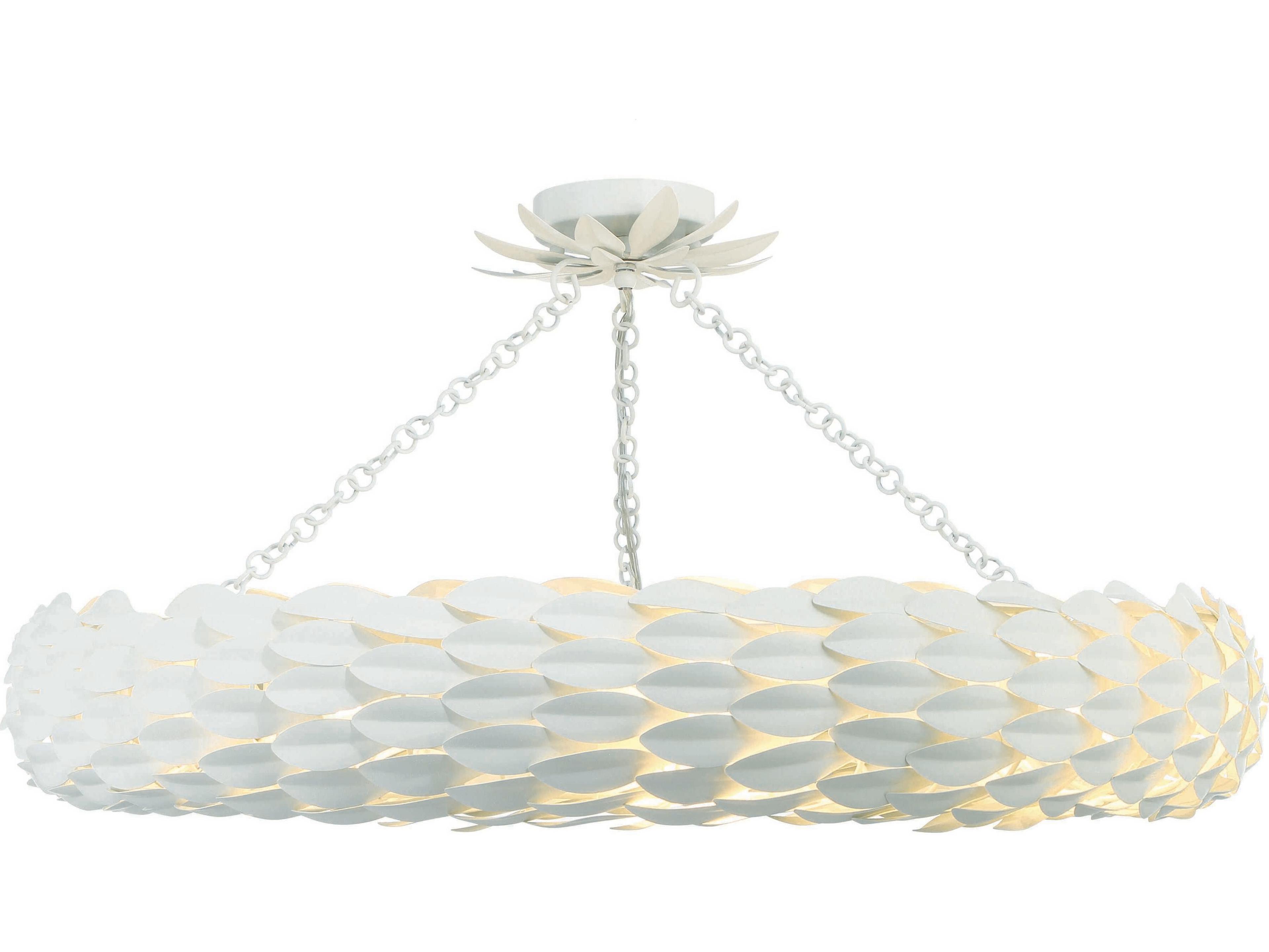 Crystorama Broche 8-Light Matte White Semi Flush Mount