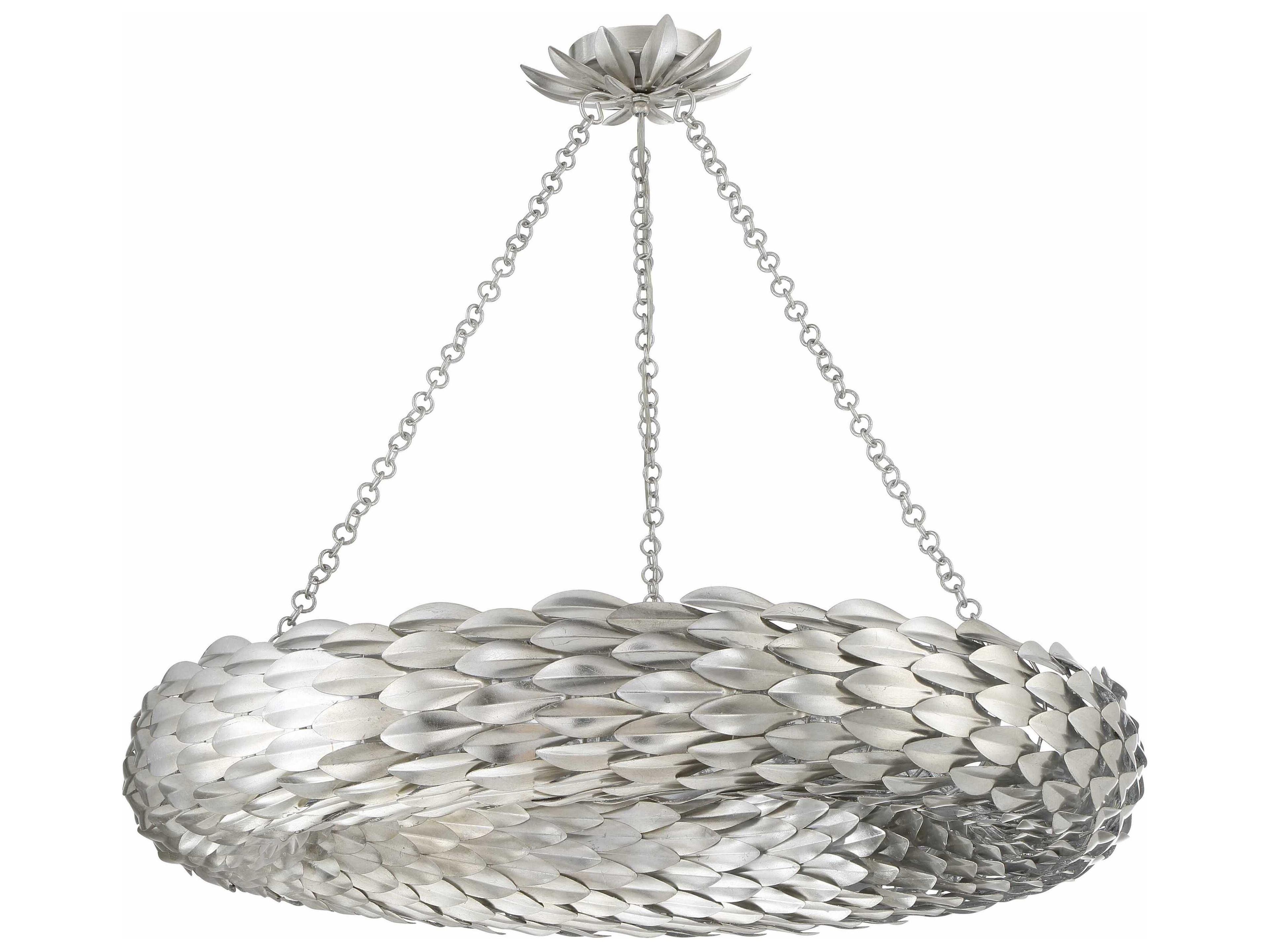 Crystorama Broche 8-Light Antique Silver Pendant