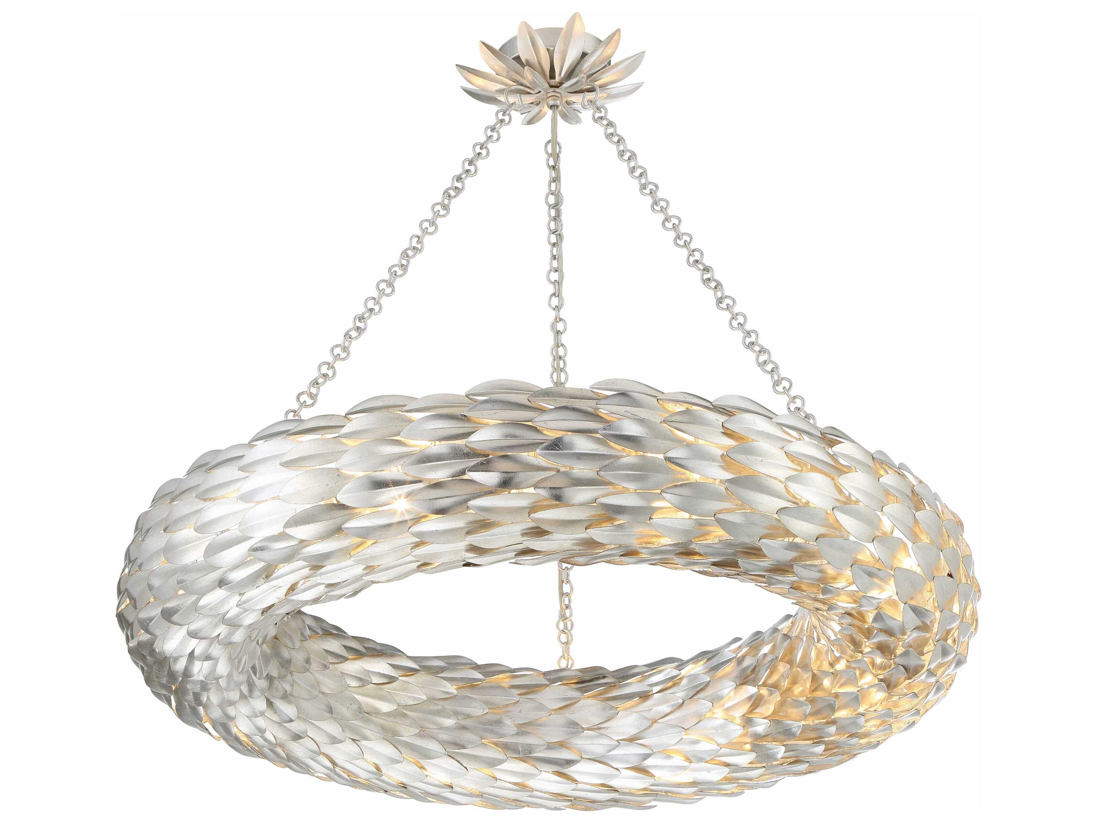 Crystorama Broche 8-Light Antique Silver Pendant