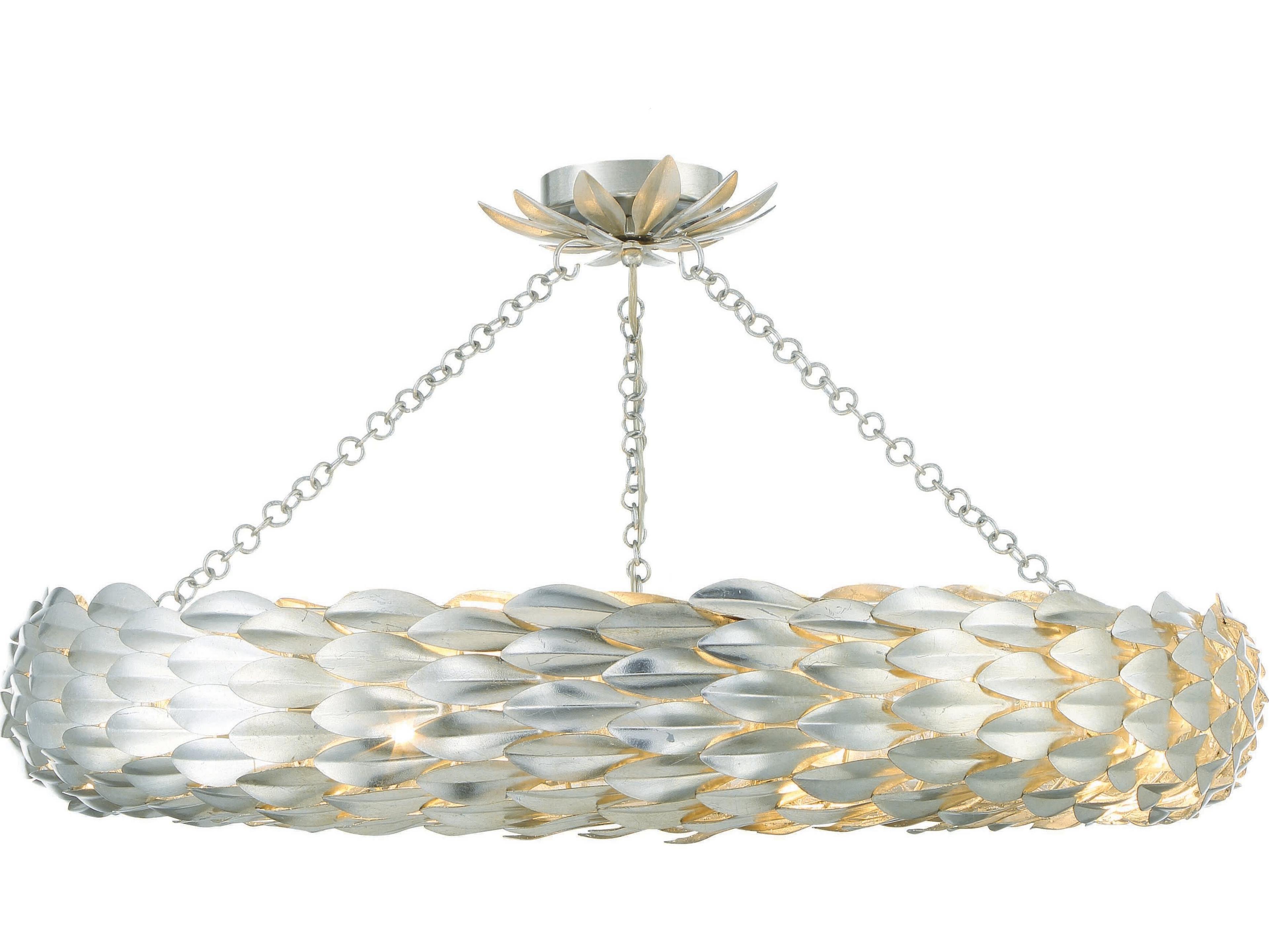 Broche 8-Light Antique Silver Semi Flush Mount