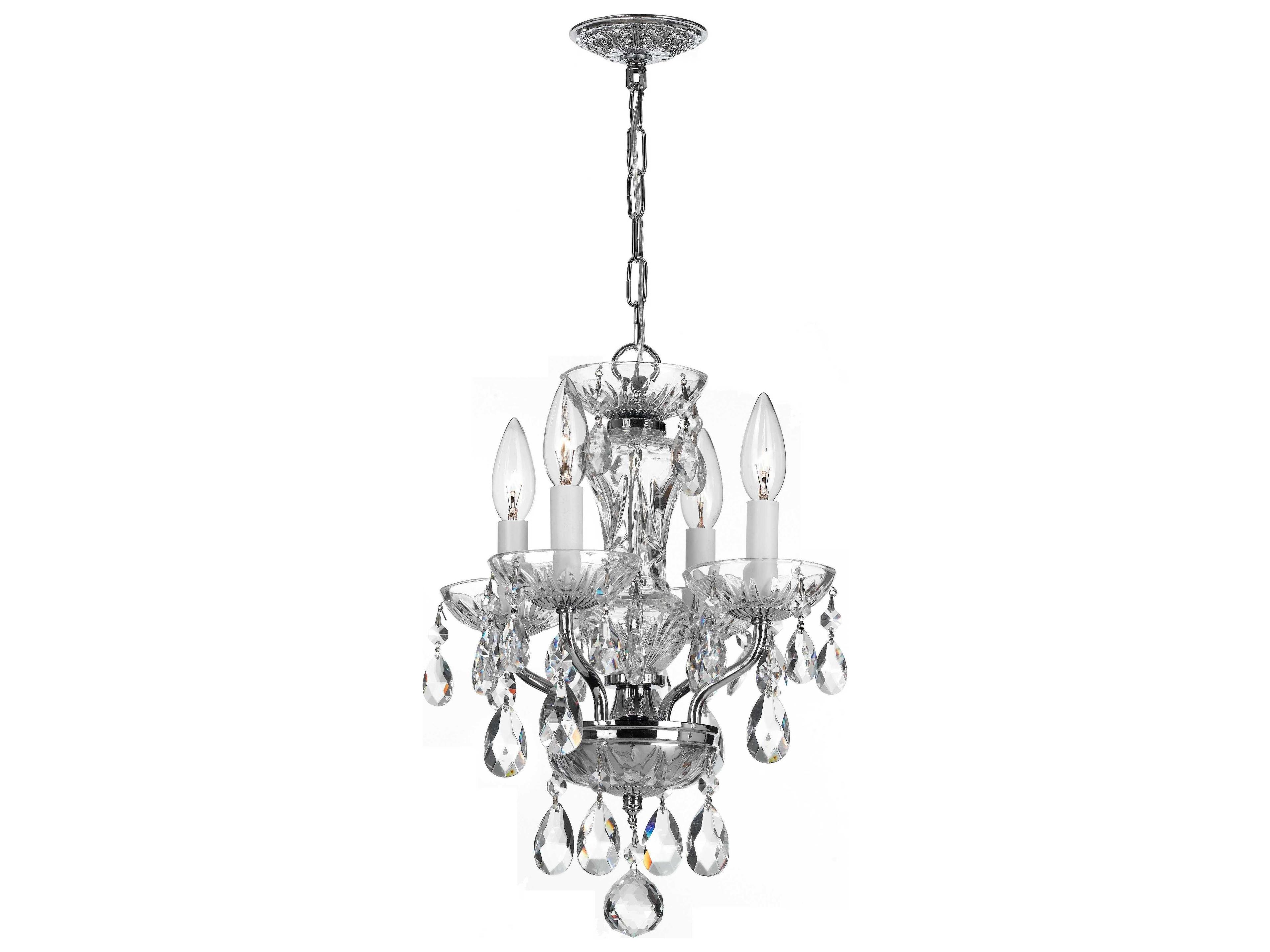 Traditional Crystal 4-Light Chrome Candelabra Chandelier