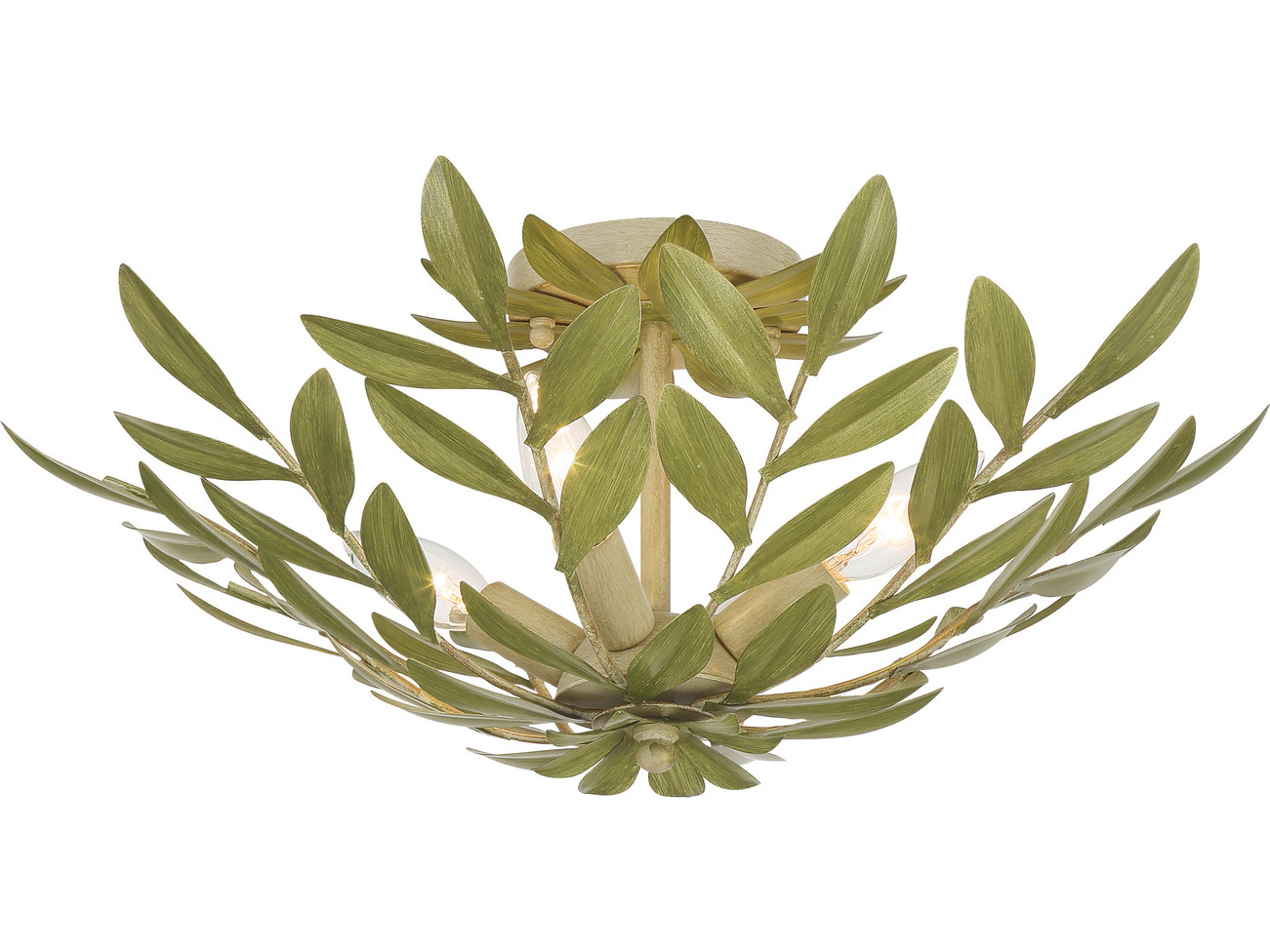 Crystorama Broche 4-Light Green Semi Flush Mount