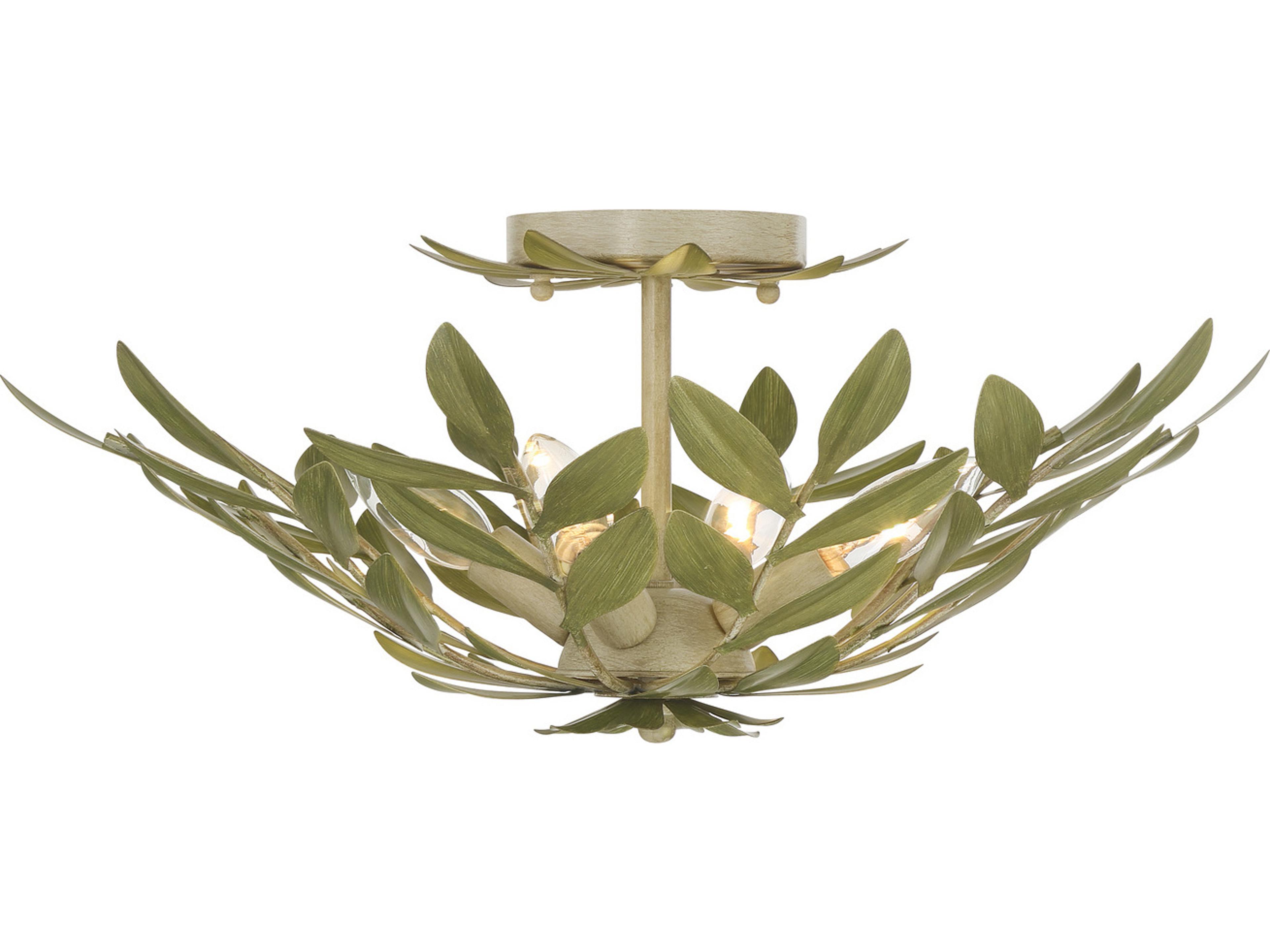 Crystorama Broche 4-Light Green Semi Flush Mount