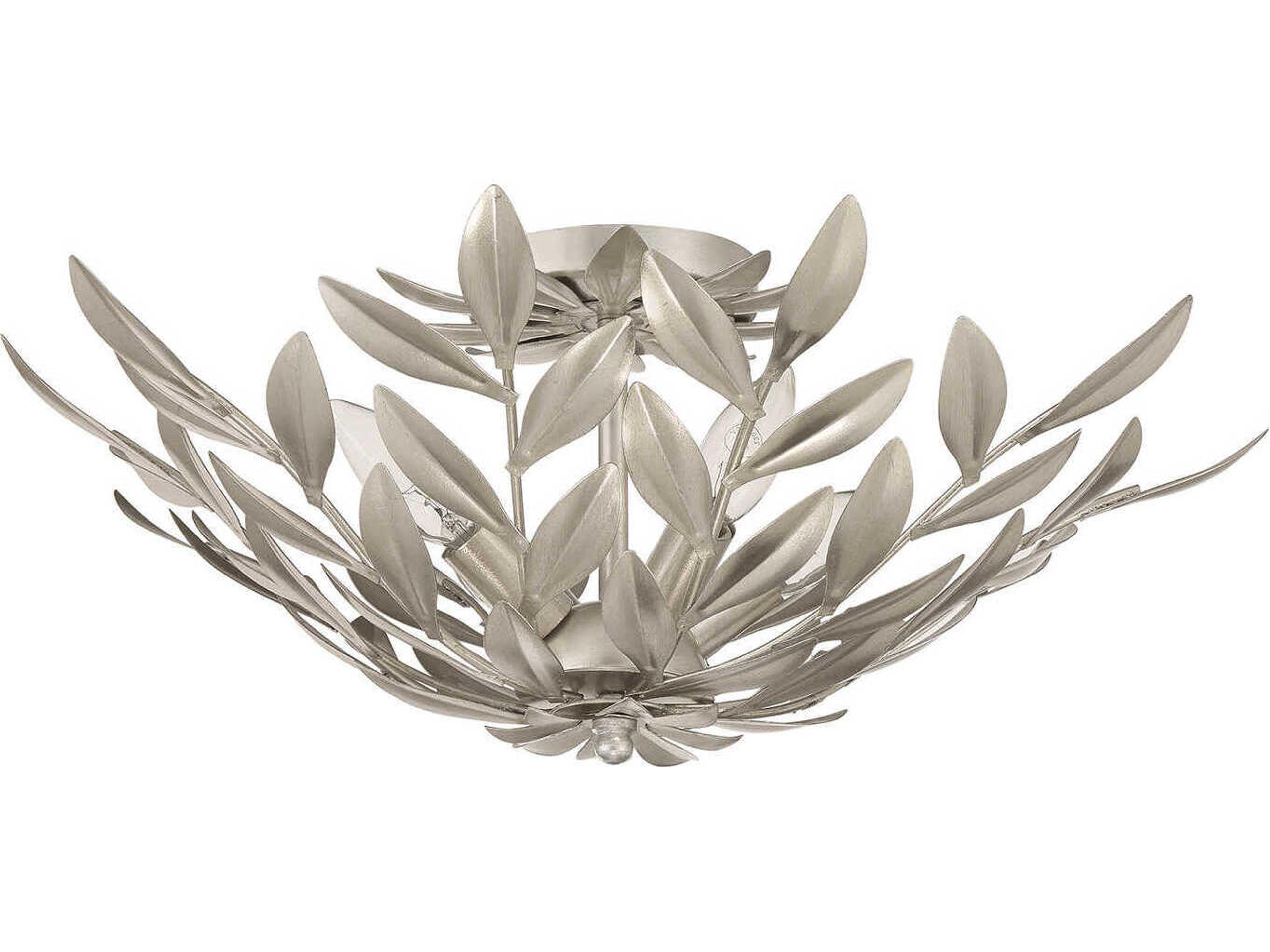 Crystorama Broche 4-Light Antique Silver Semi Flush Mount