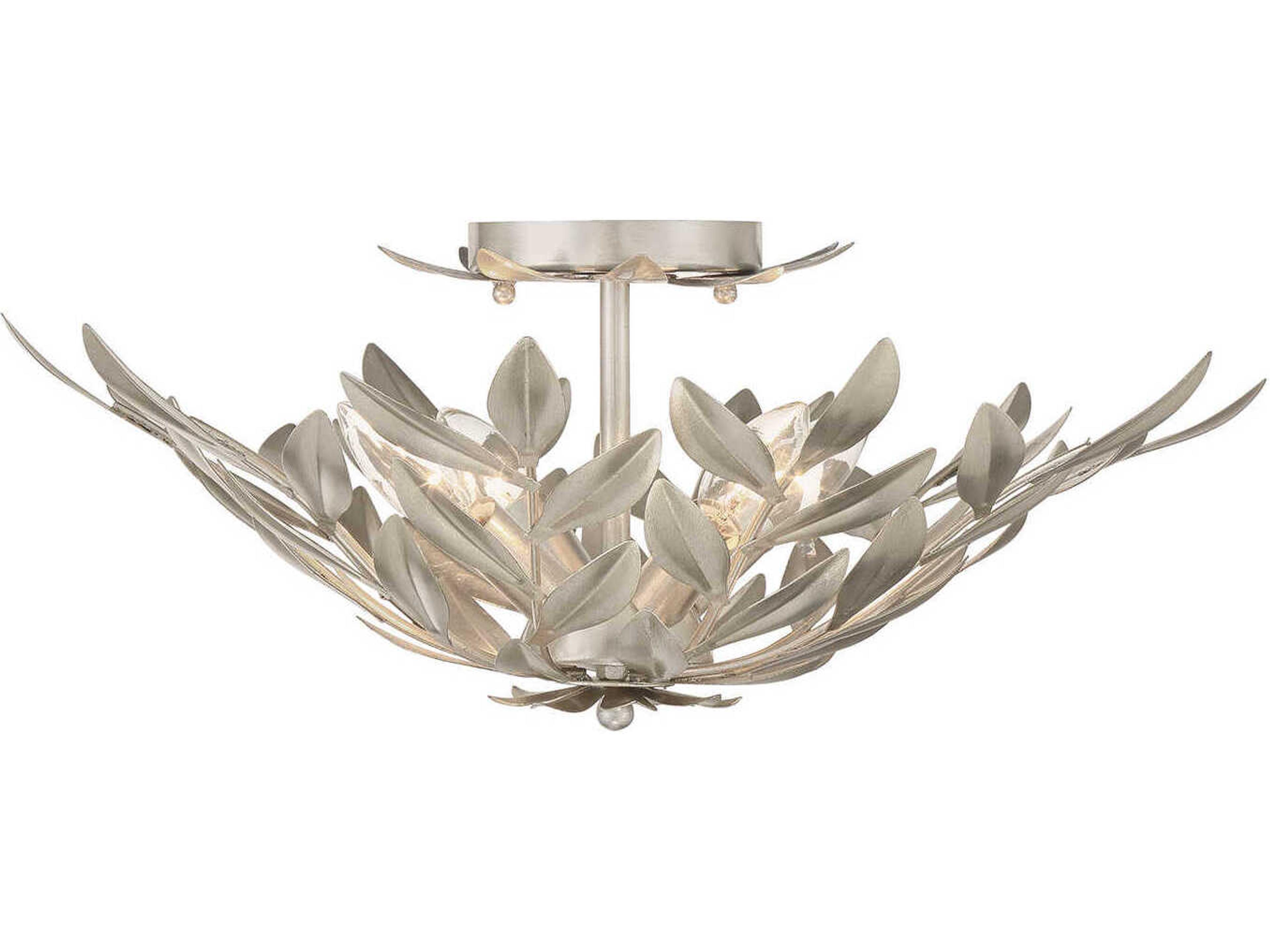 Crystorama Broche 4-Light Antique Silver Semi Flush Mount