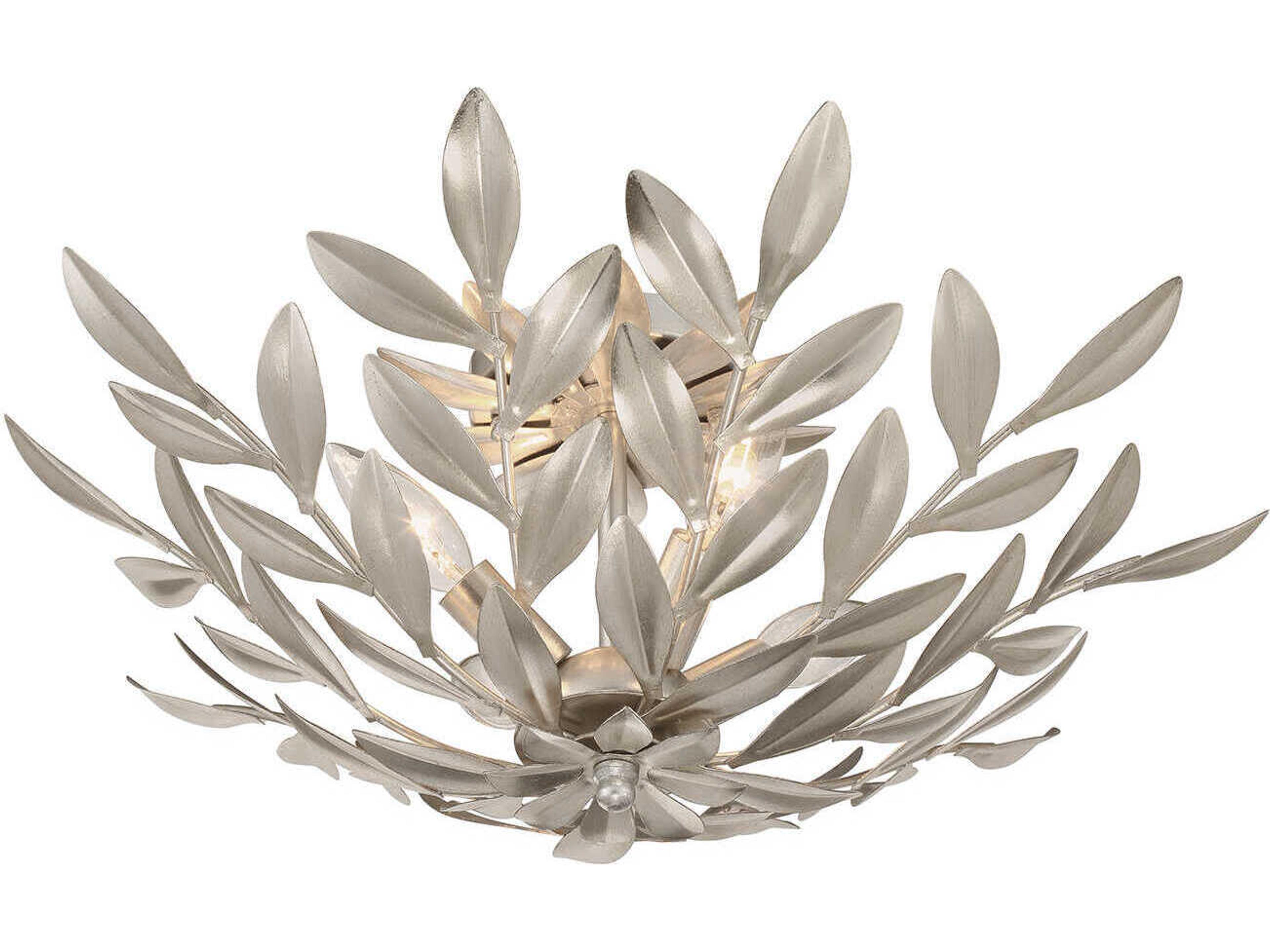 Crystorama Broche 4-Light Antique Silver Semi Flush Mount