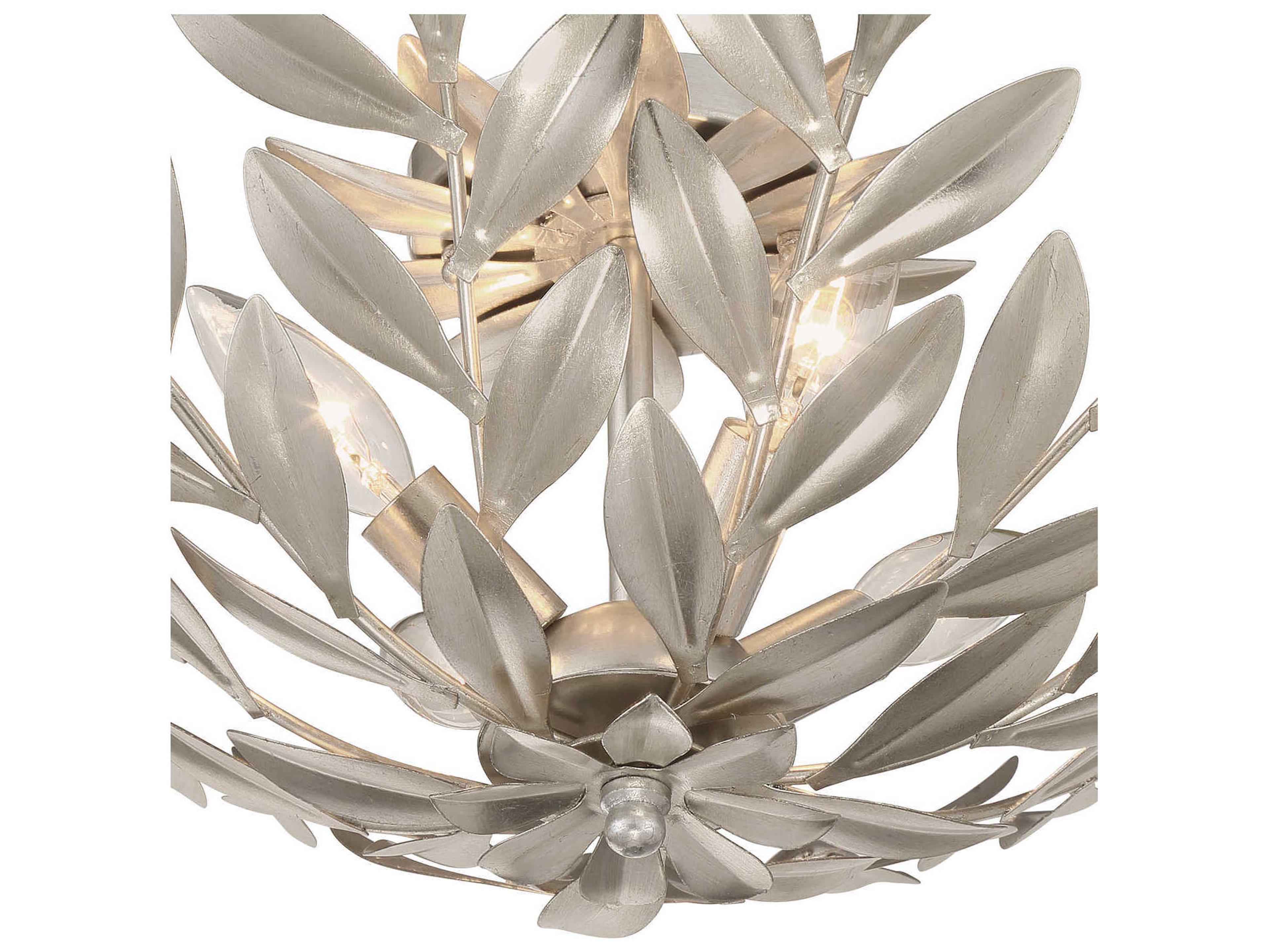 Crystorama Broche 4-Light Antique Silver Semi Flush Mount