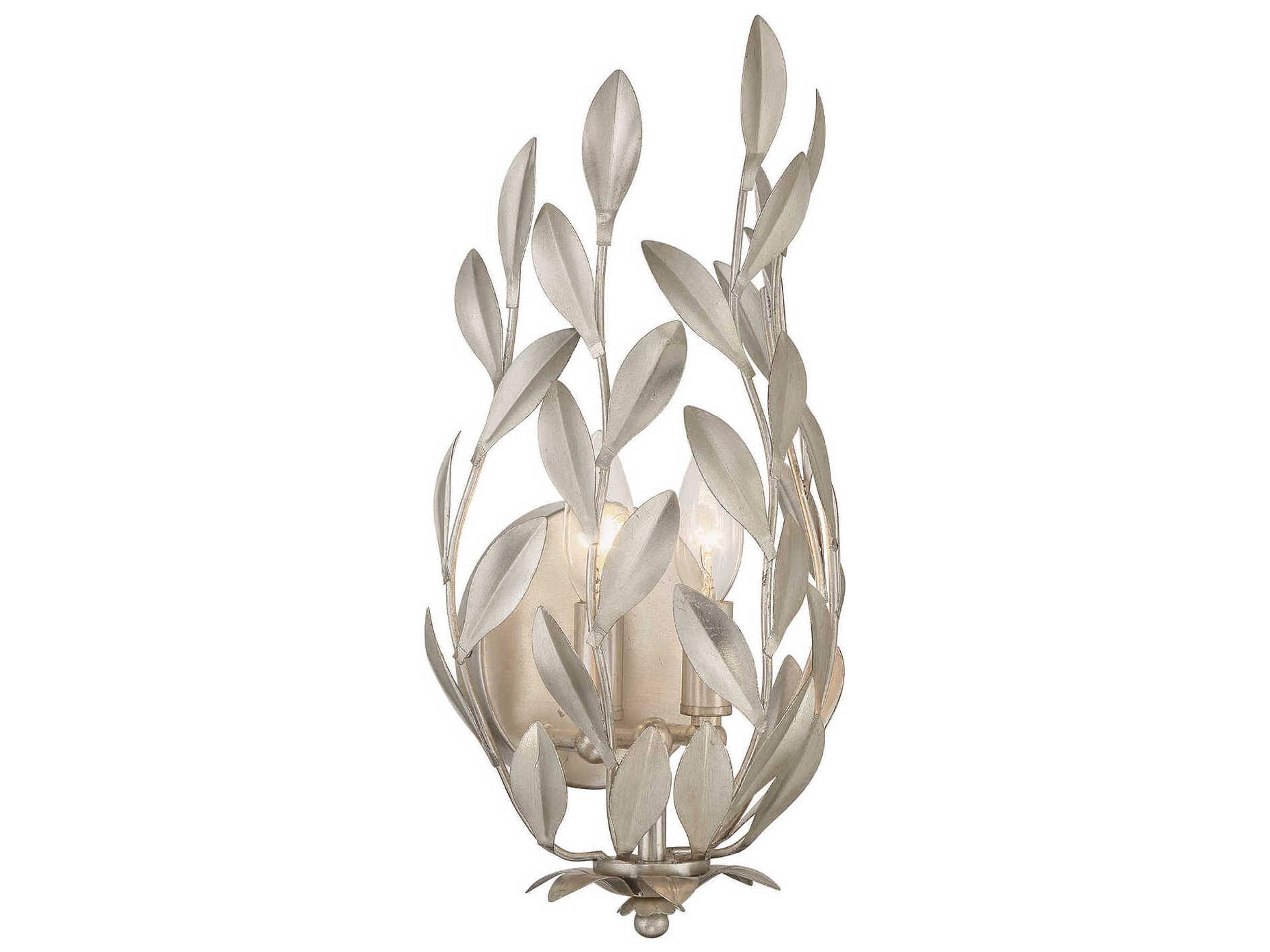 Crystorama Broche 2-Light Antique Silver Wall Sconce