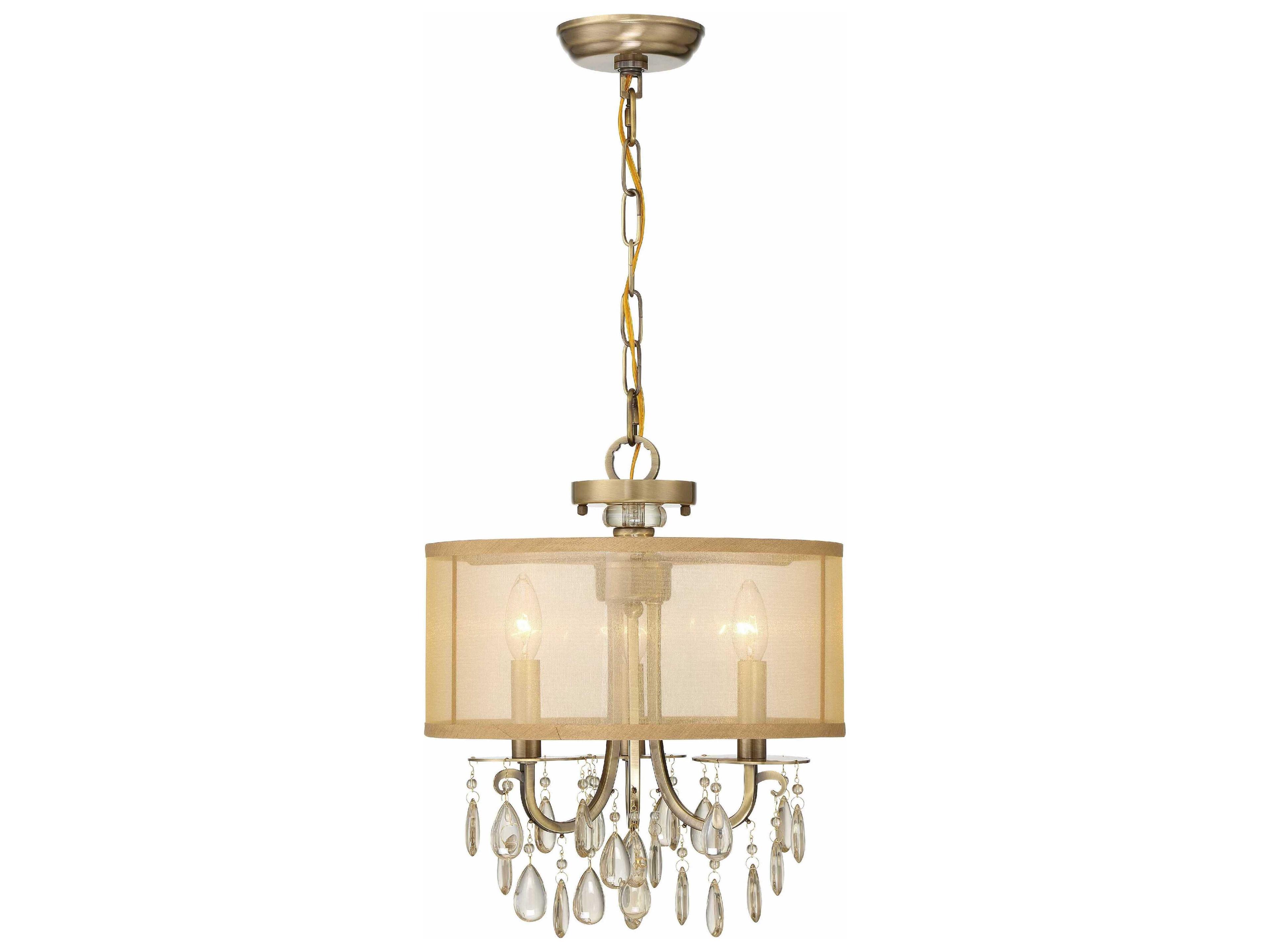 Hampton 3-Light Gold Crystal Drum Chandelier