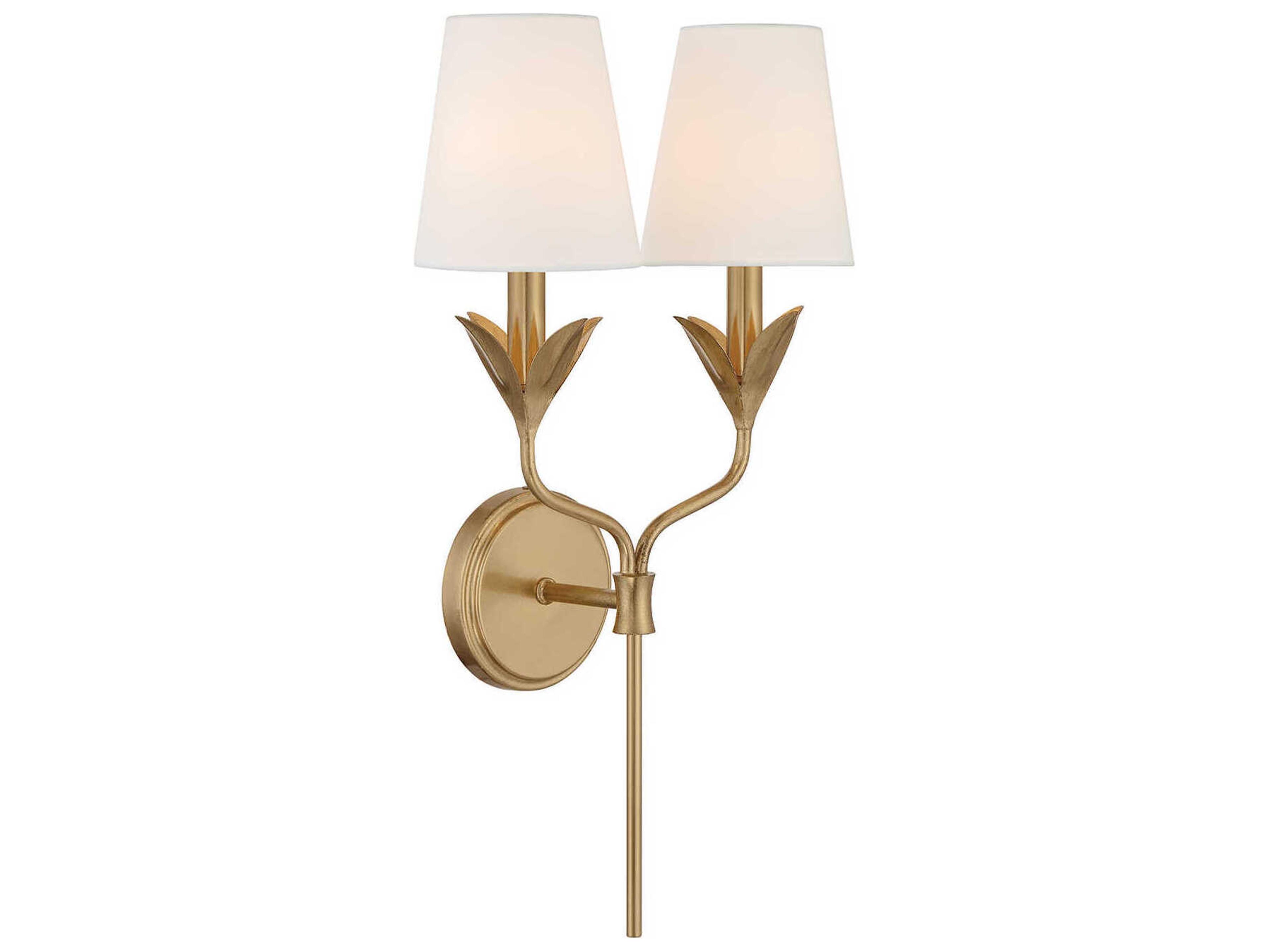 Crystorama Broche 2-Light Antique Gold Wall Sconce