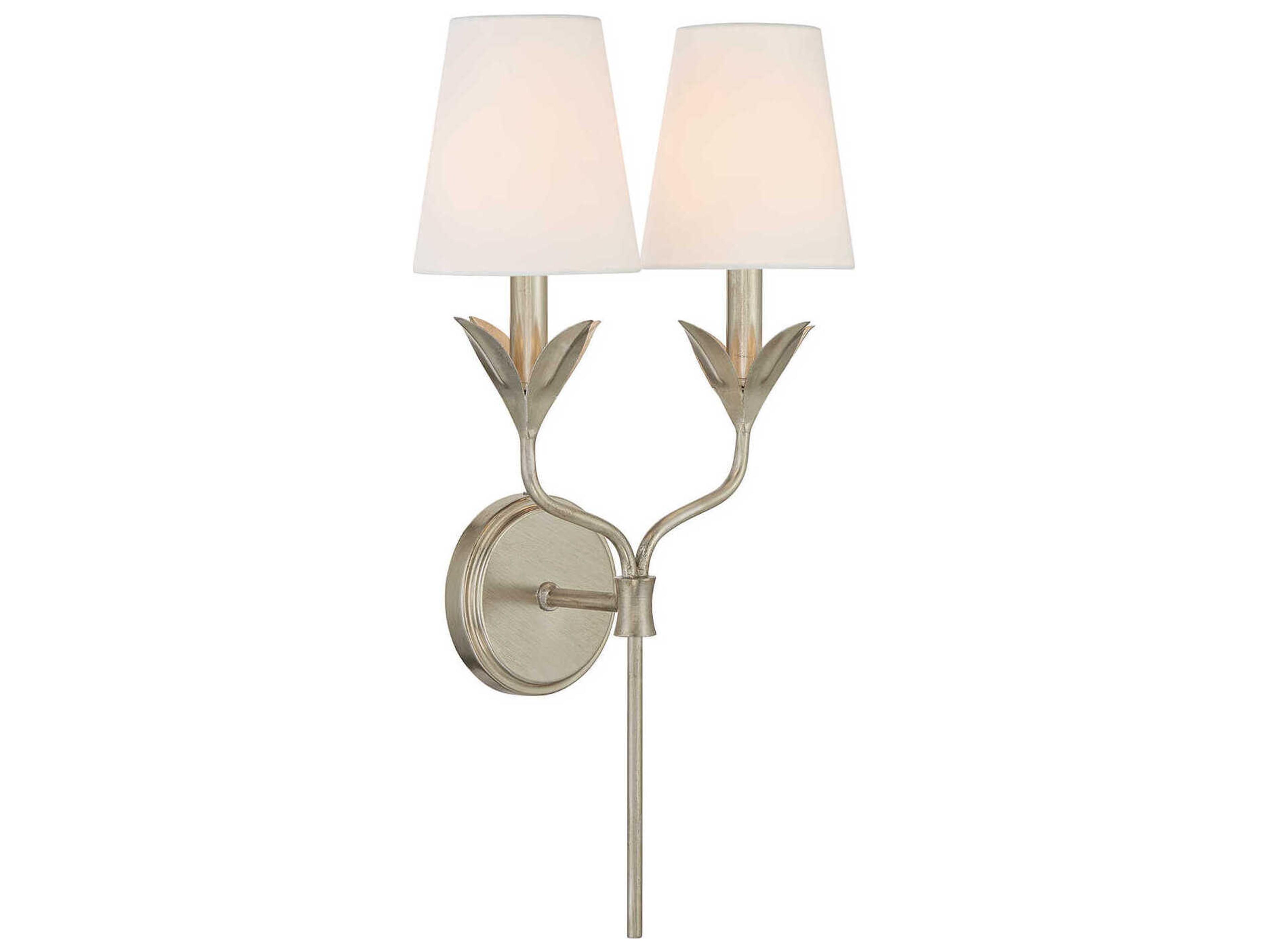 Crystorama Broche 2-Light Antique Silver Wall Sconce