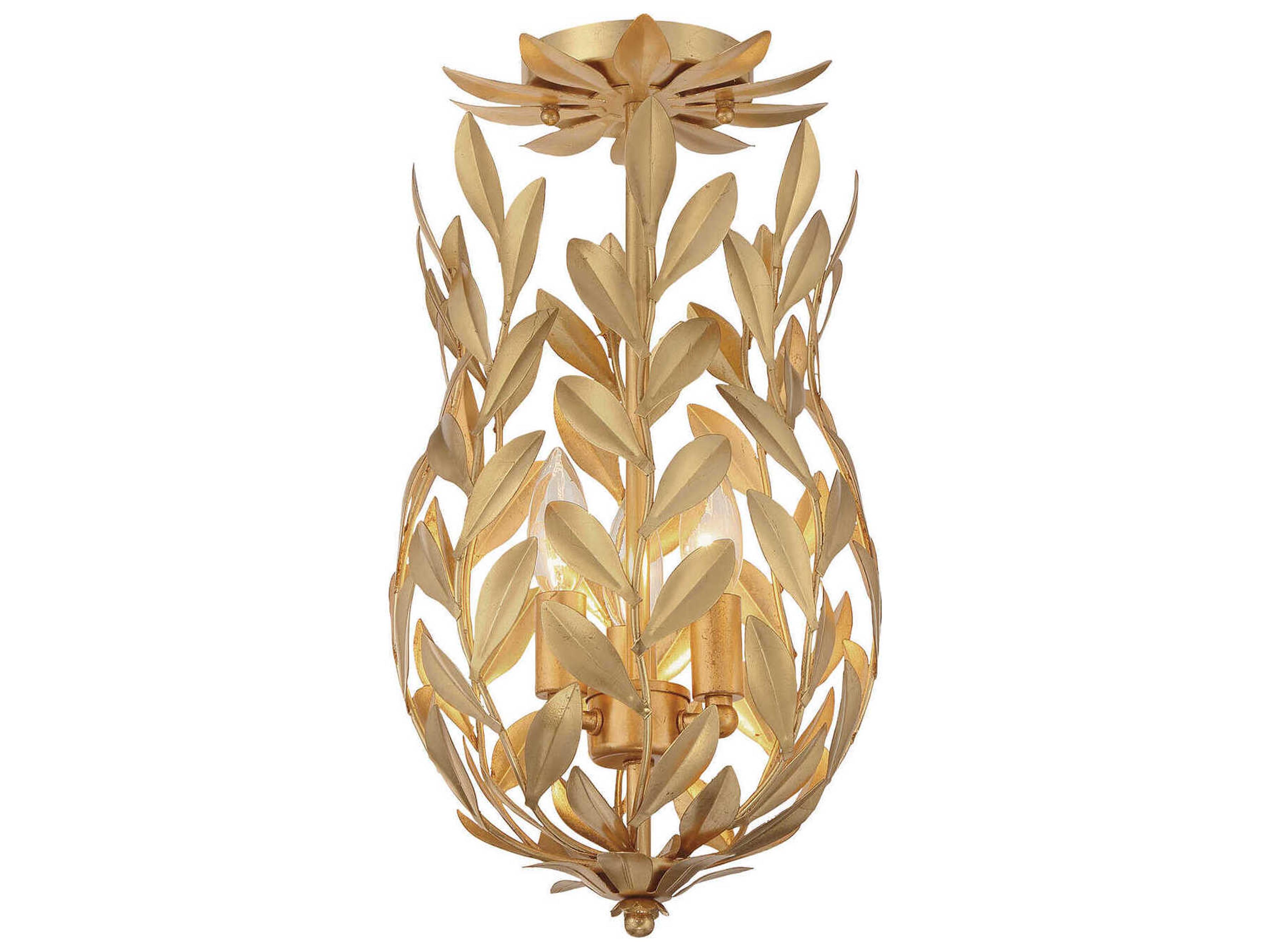 Broche 3-Light Antique Gold Semi Flush Mount