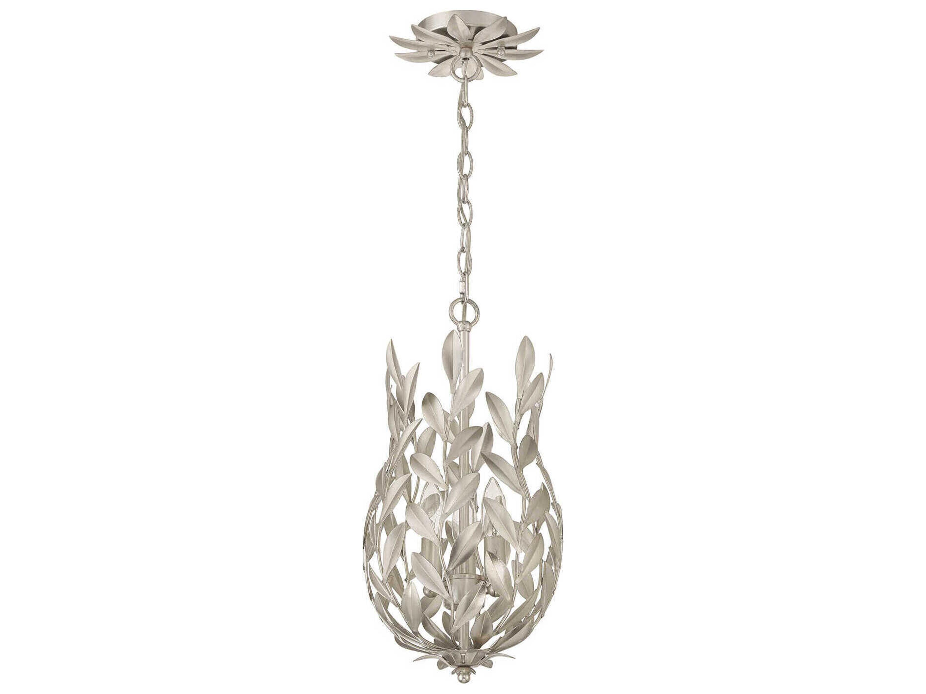 Crystorama Broche 3-Light Antique Silver Mini Pendant