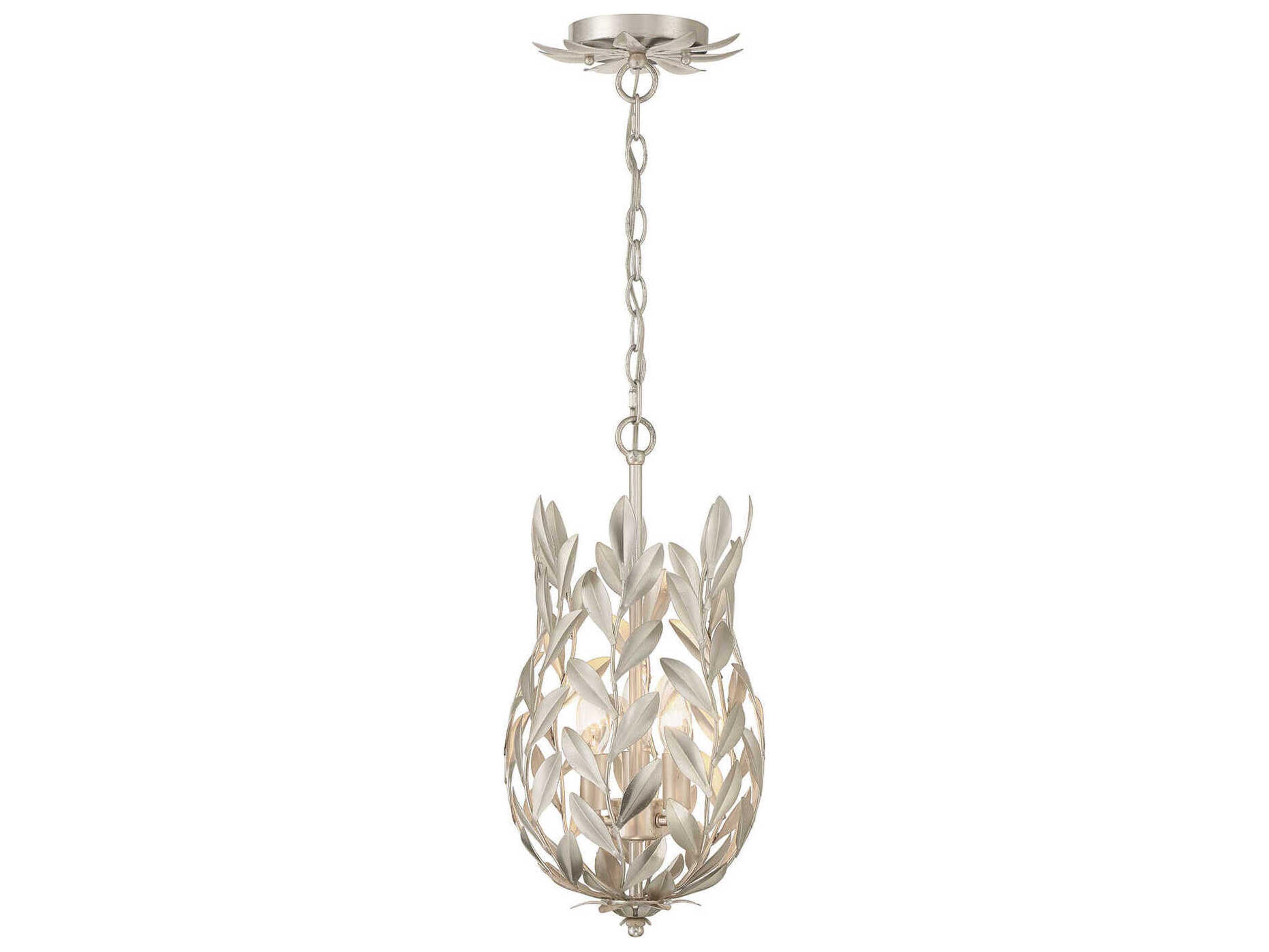 Crystorama Broche 3-Light Antique Silver Mini Pendant