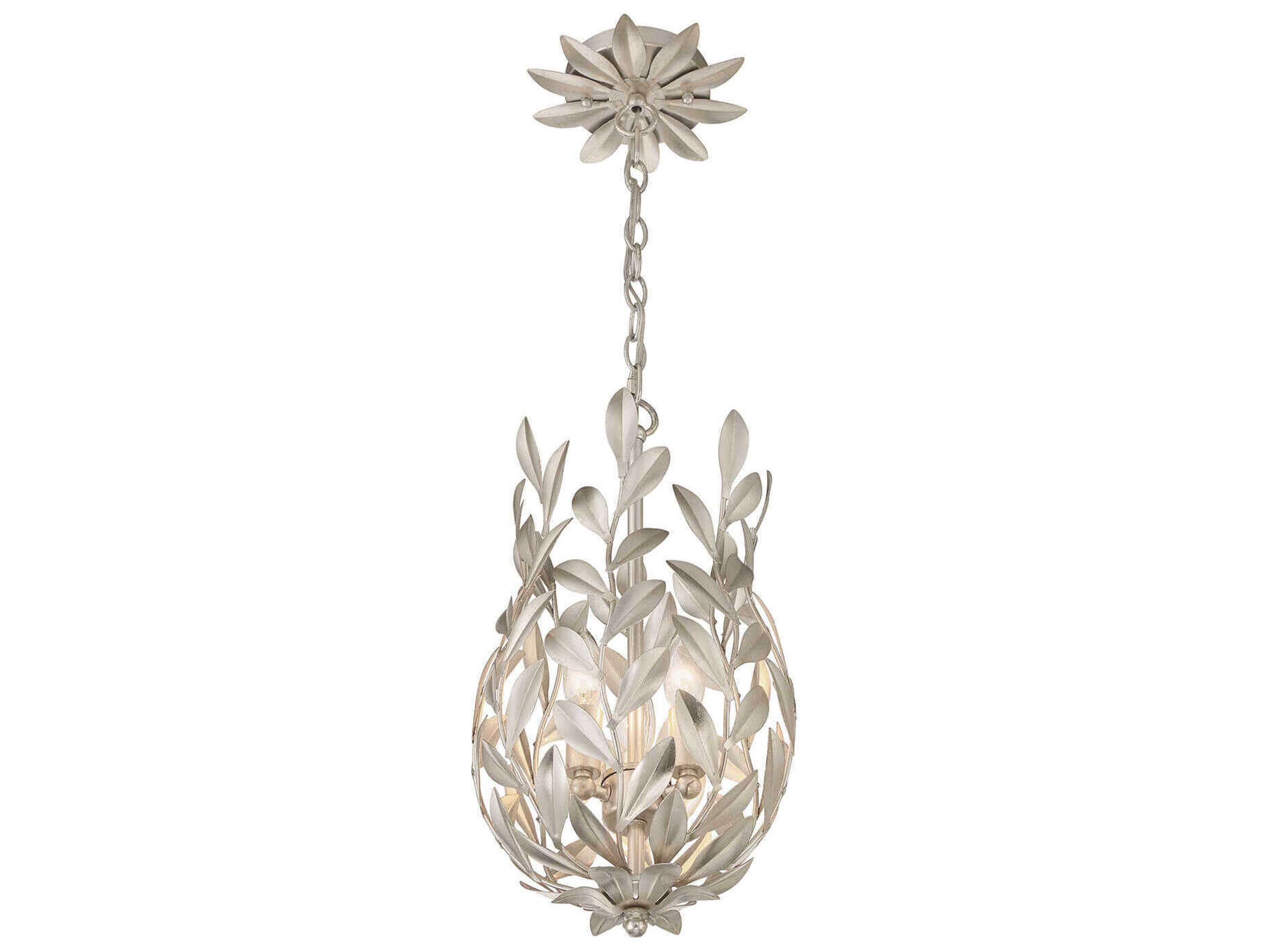 Crystorama Broche 3-Light Antique Silver Mini Pendant