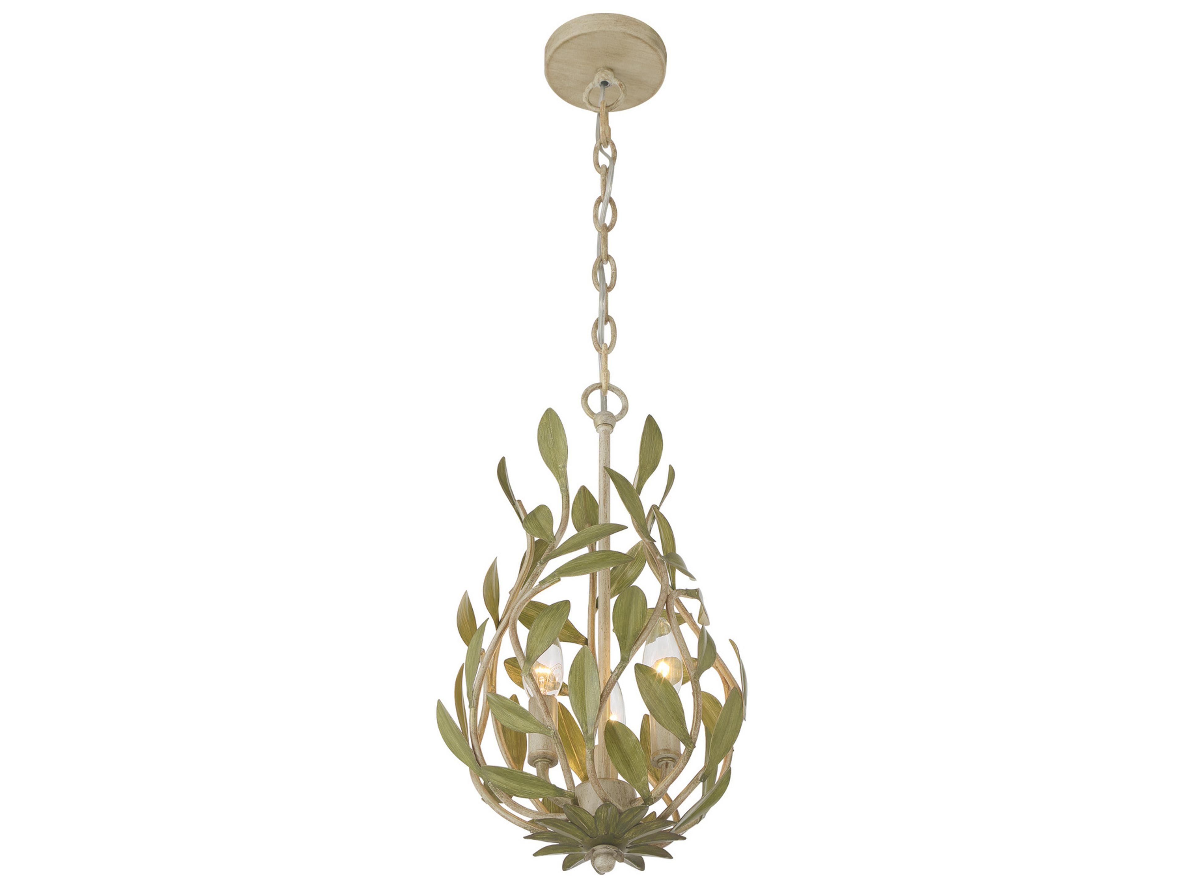 Crystorama Broche 3-Light Green Mini Pendant
