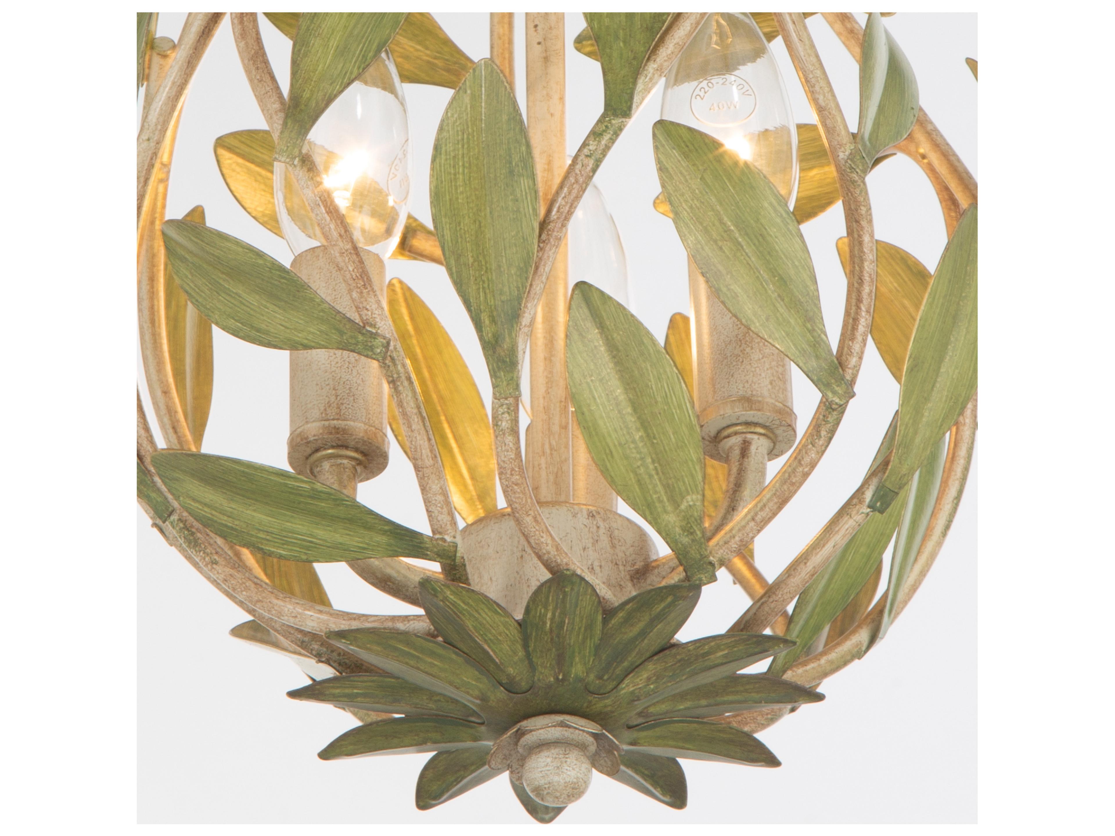 Crystorama Broche 3-Light Green Mini Pendant