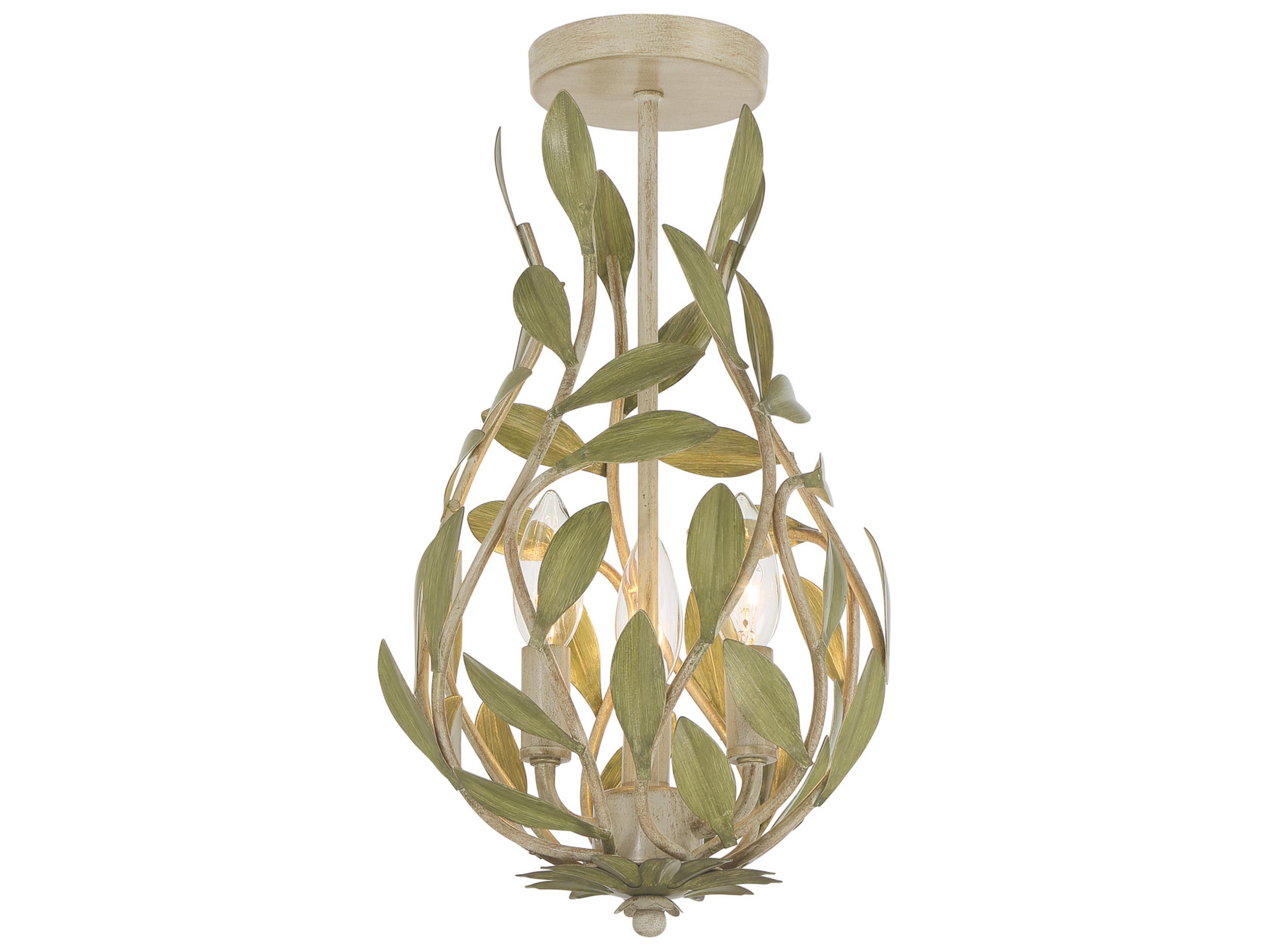 Broche 3-Light Green Semi Flush Mount