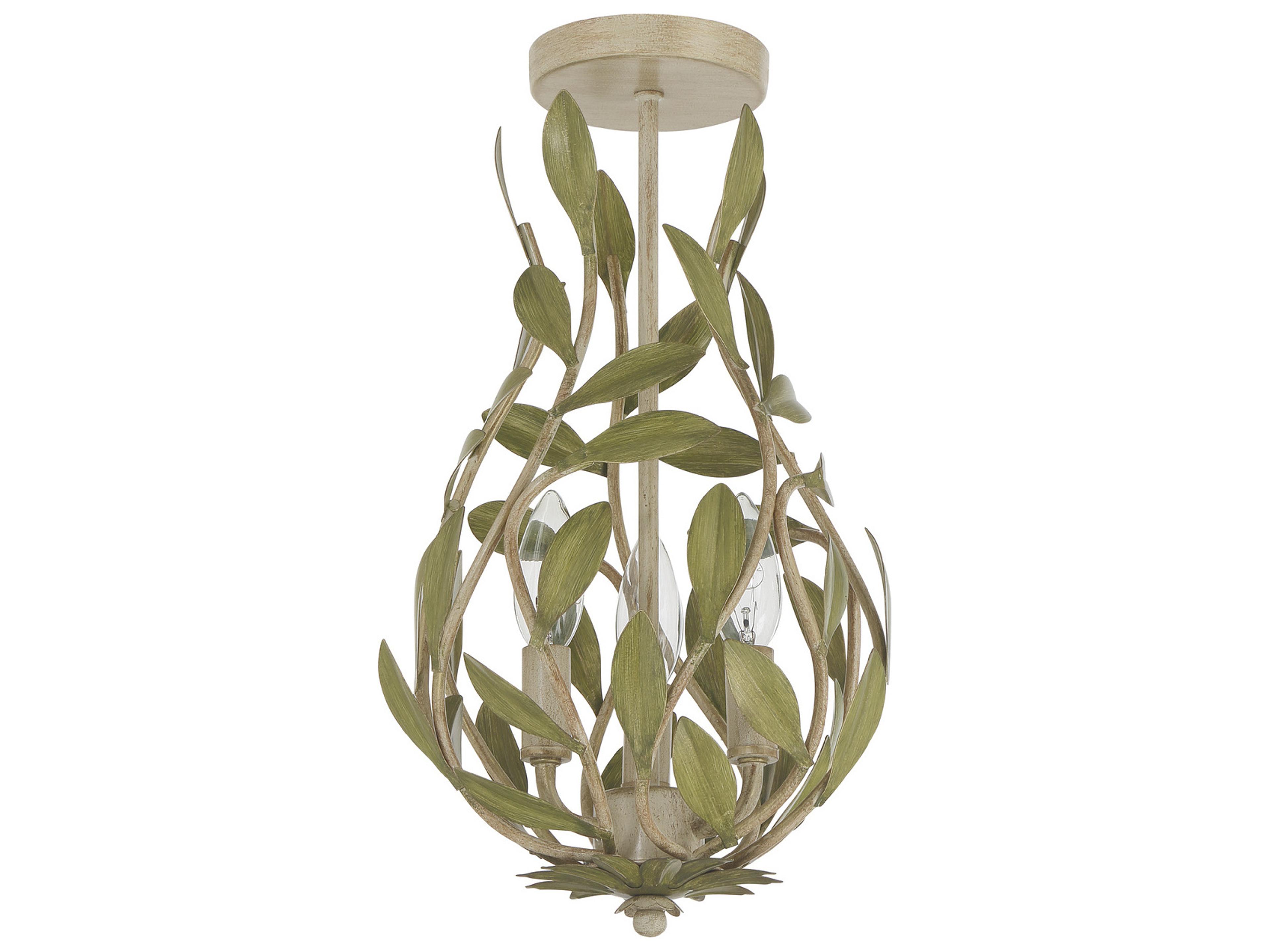 Crystorama Broche 3-Light Green Semi Flush Mount