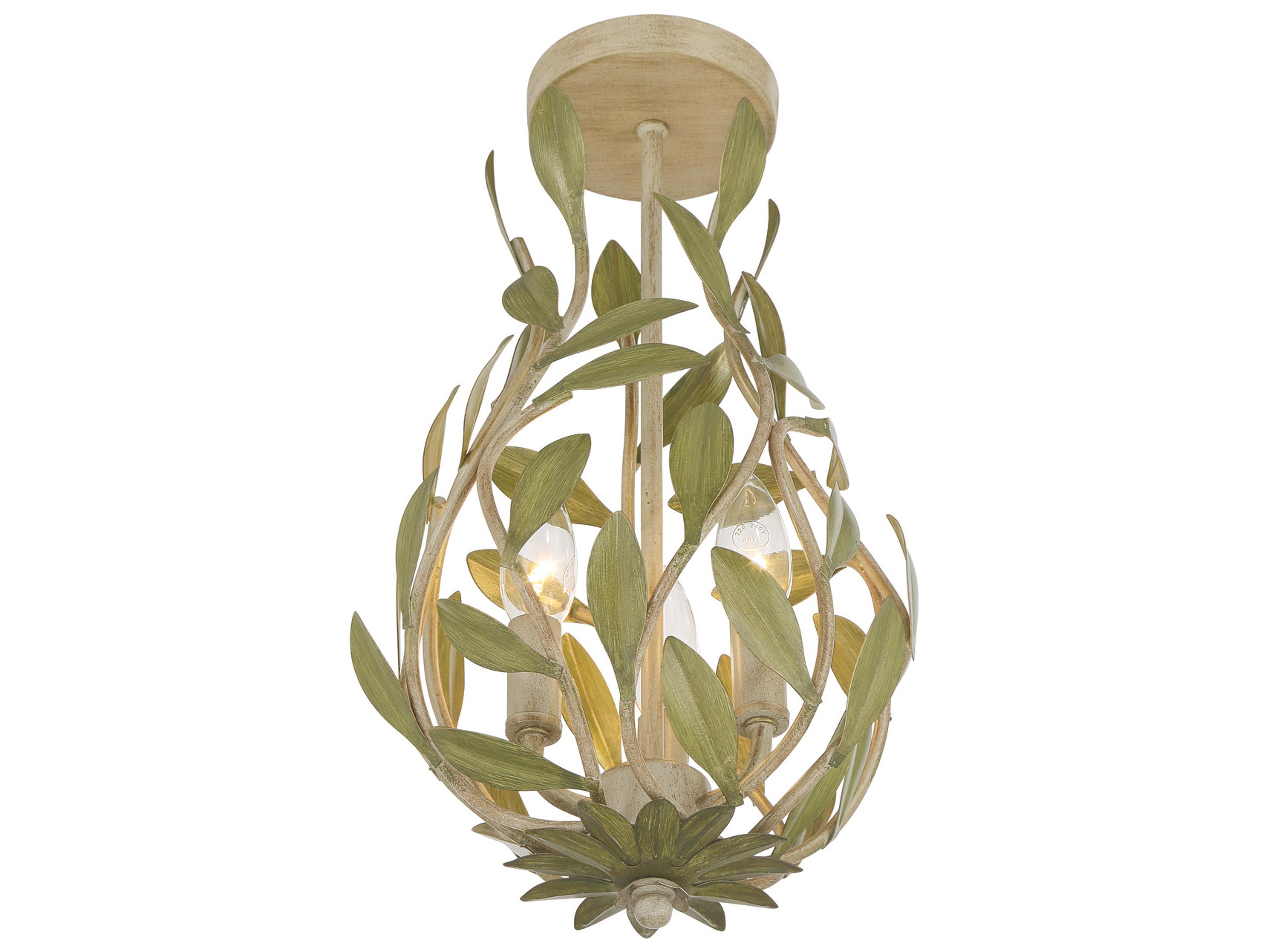 Crystorama Broche 3-Light Green Semi Flush Mount