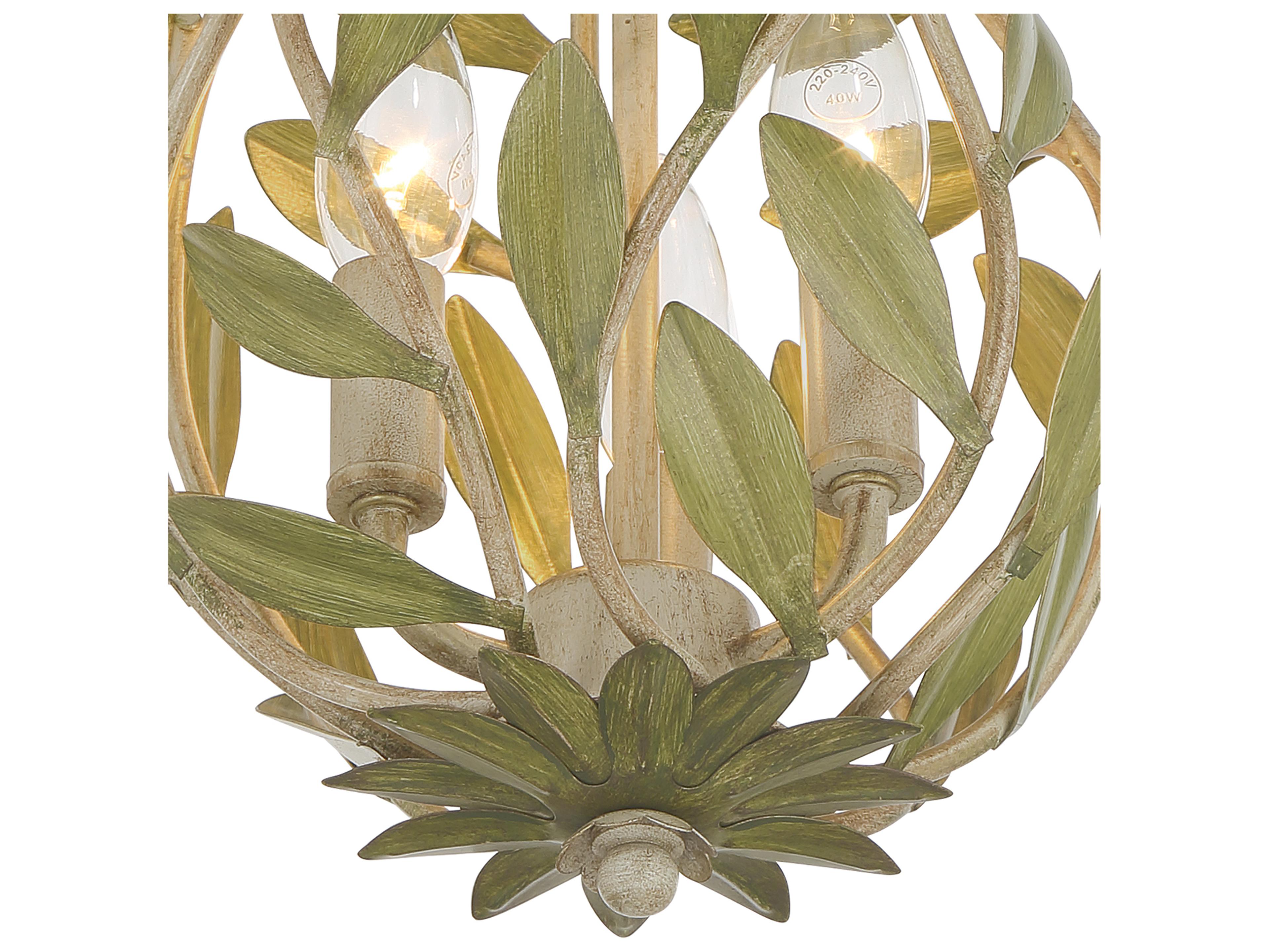 Crystorama Broche 3-Light Green Semi Flush Mount