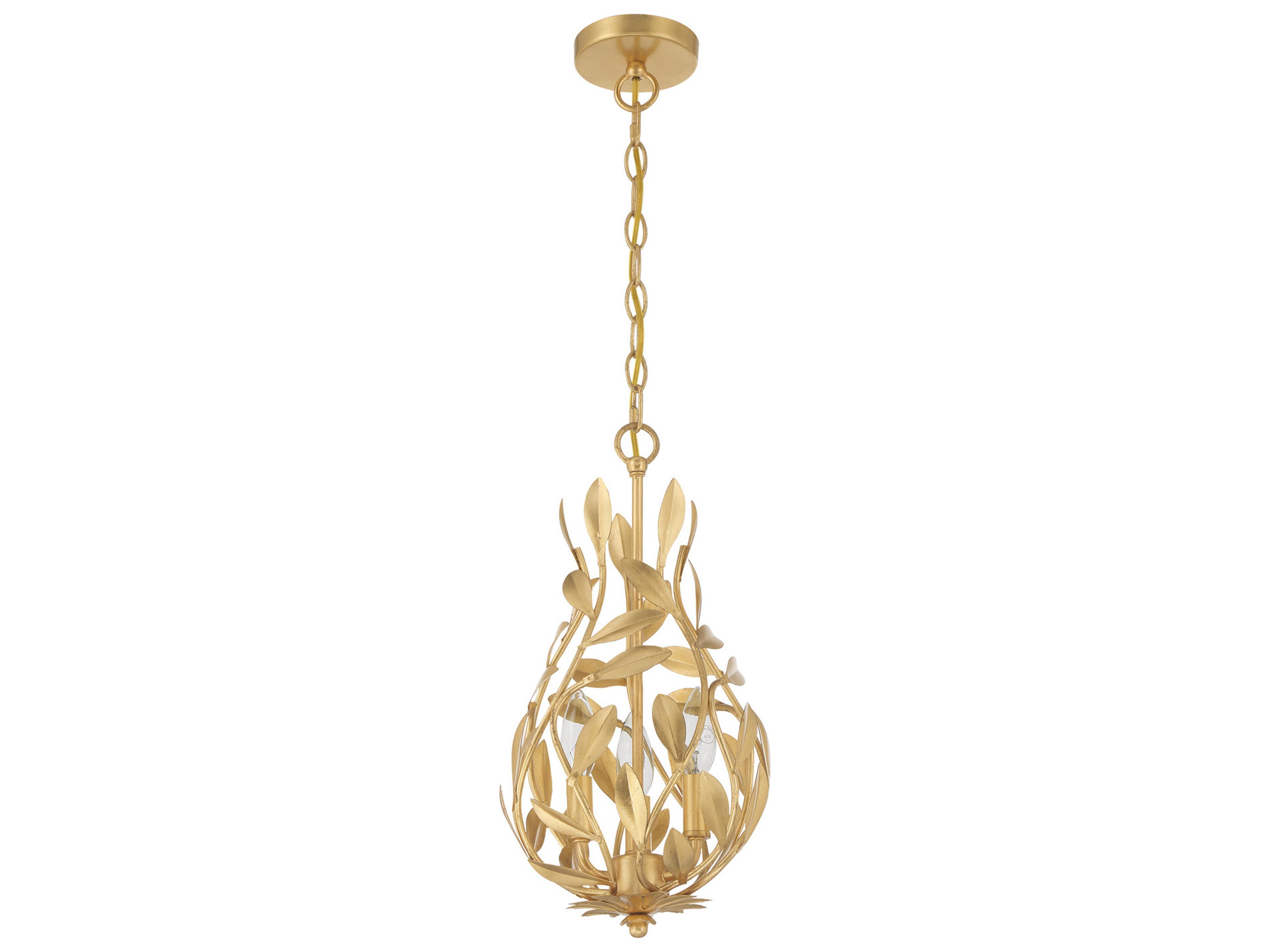 Crystorama Broche 3-Light Gold Mini Pendant