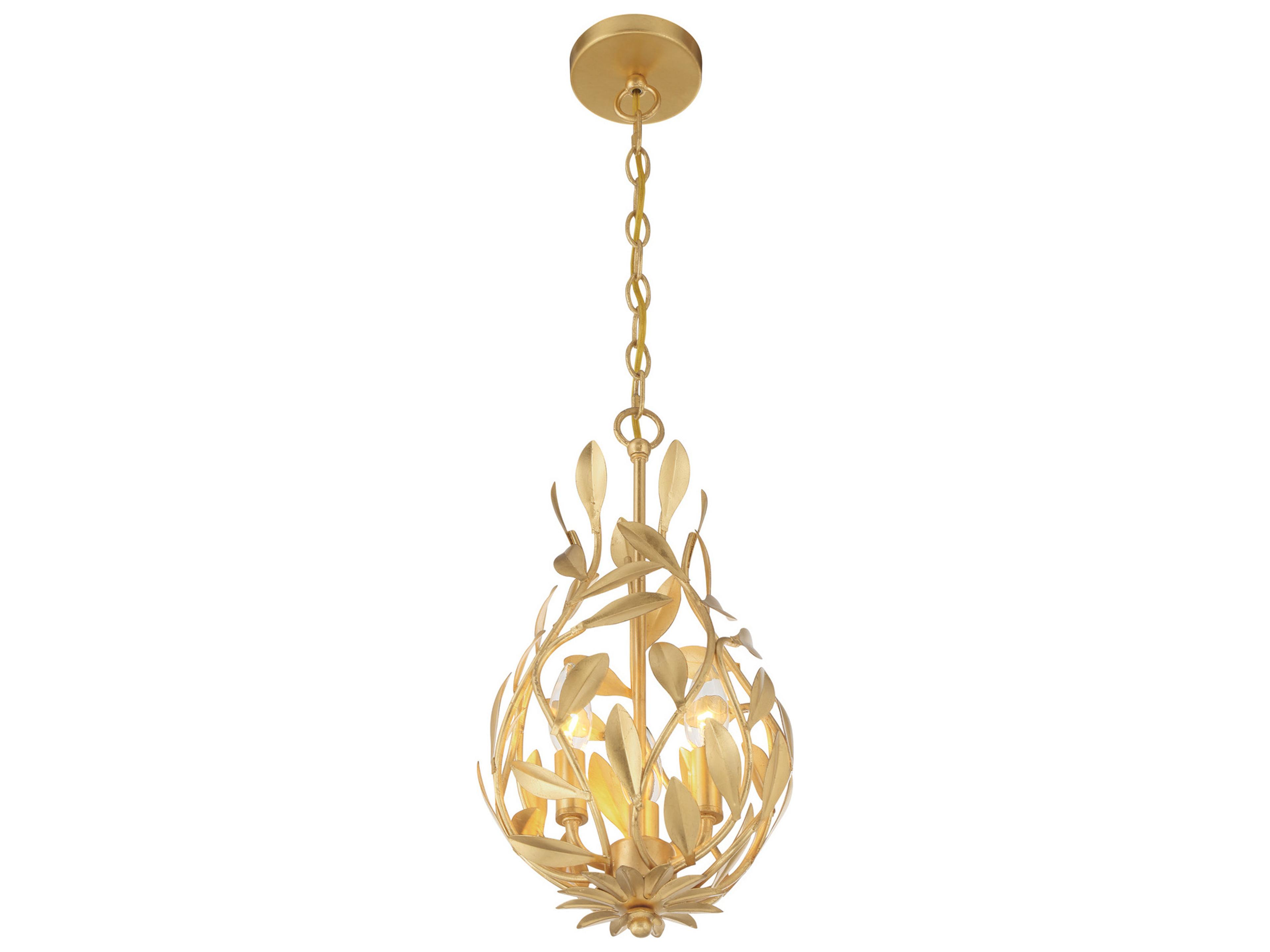 Crystorama Broche 3-Light Gold Mini Pendant