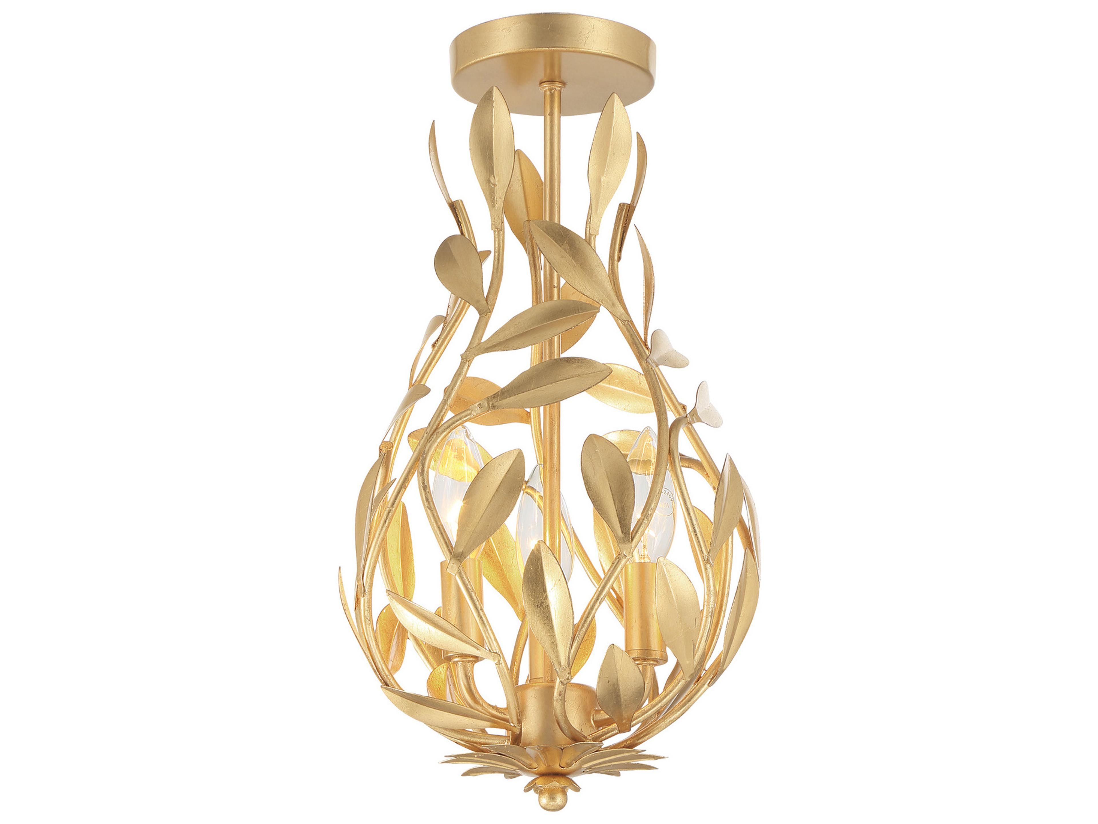 Broche 3-Light Gold Semi Flush Mount