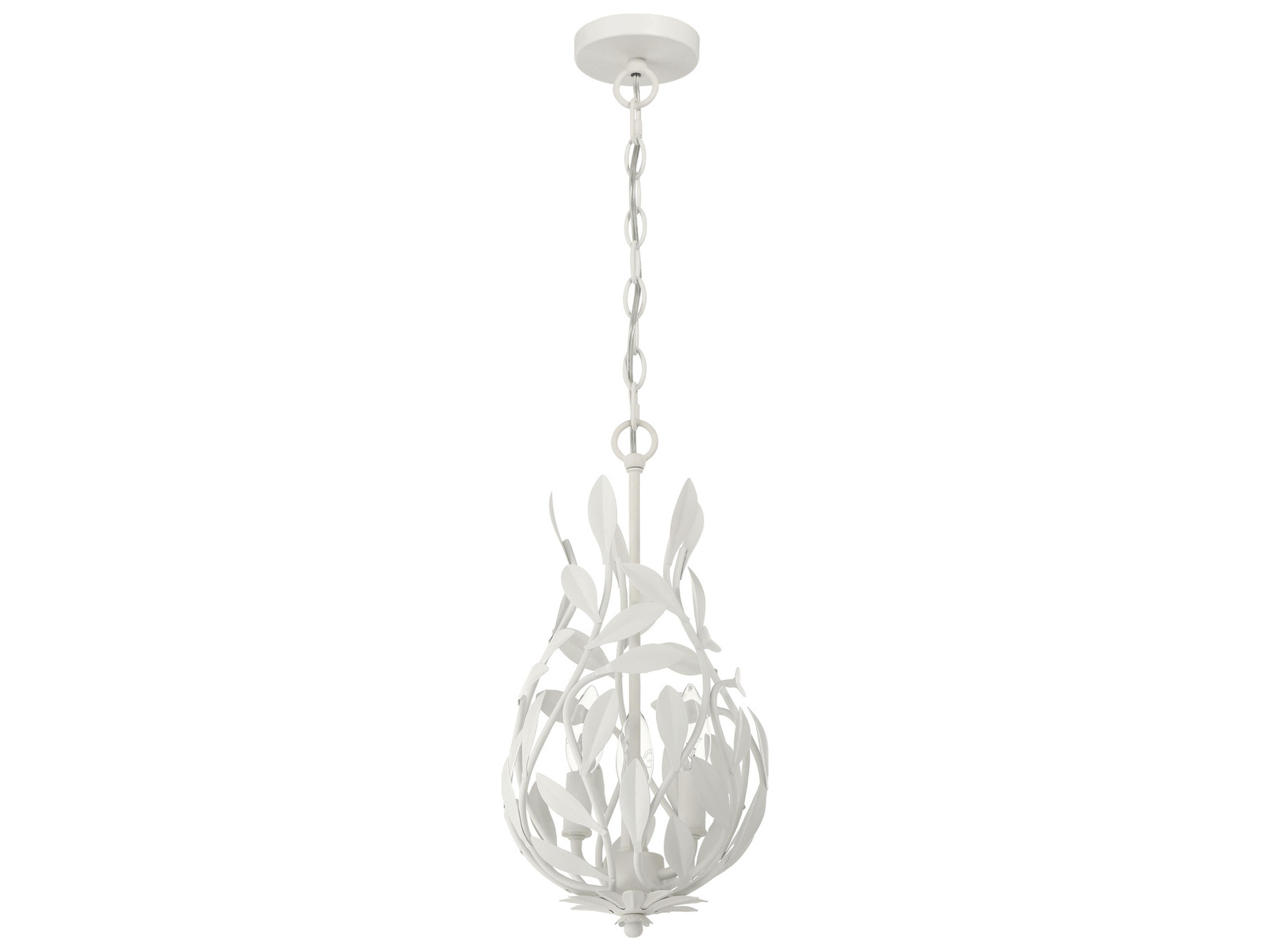 Crystorama Broche 3-Light White Mini Pendant