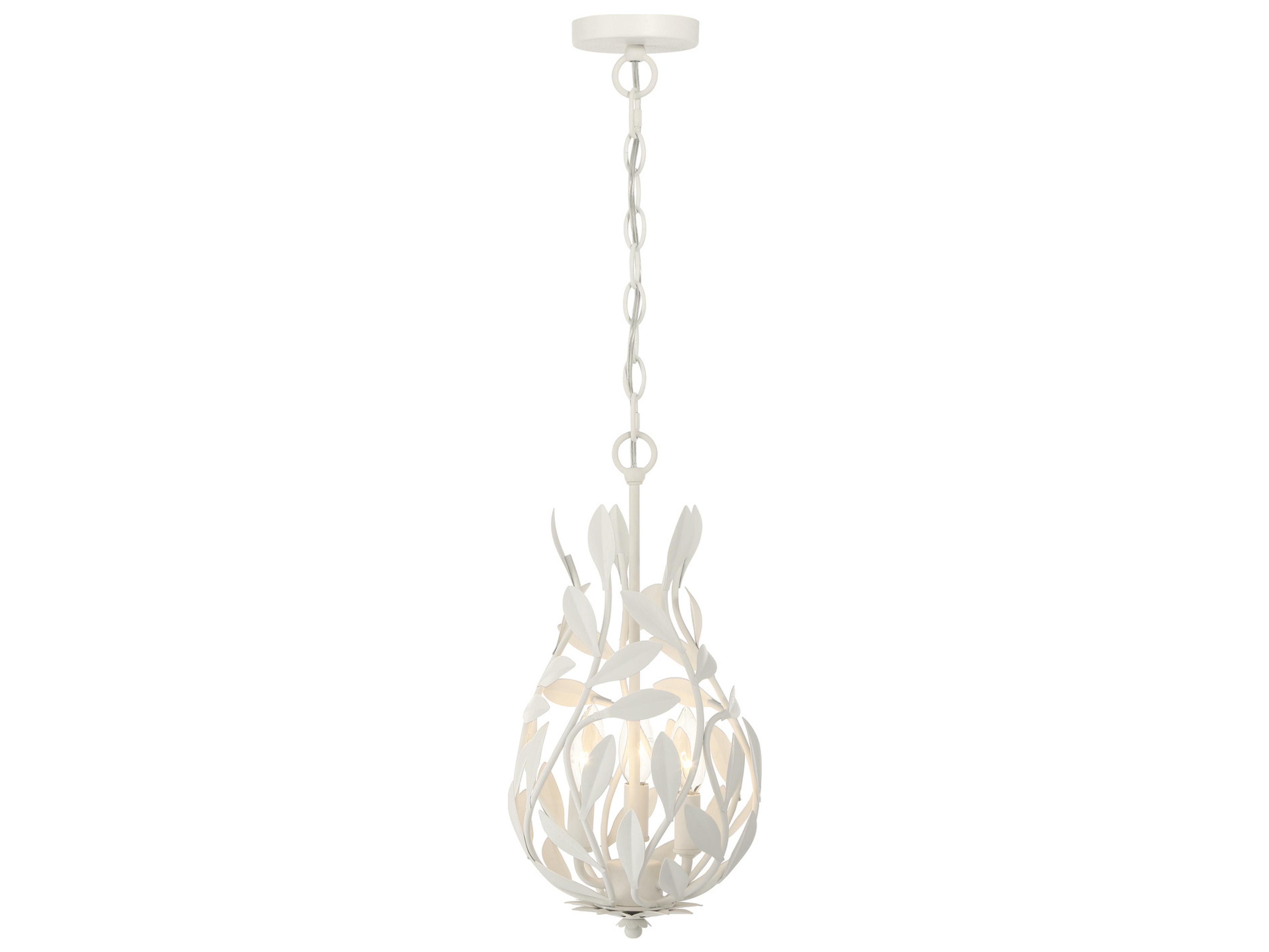 Crystorama Broche 3-Light White Mini Pendant
