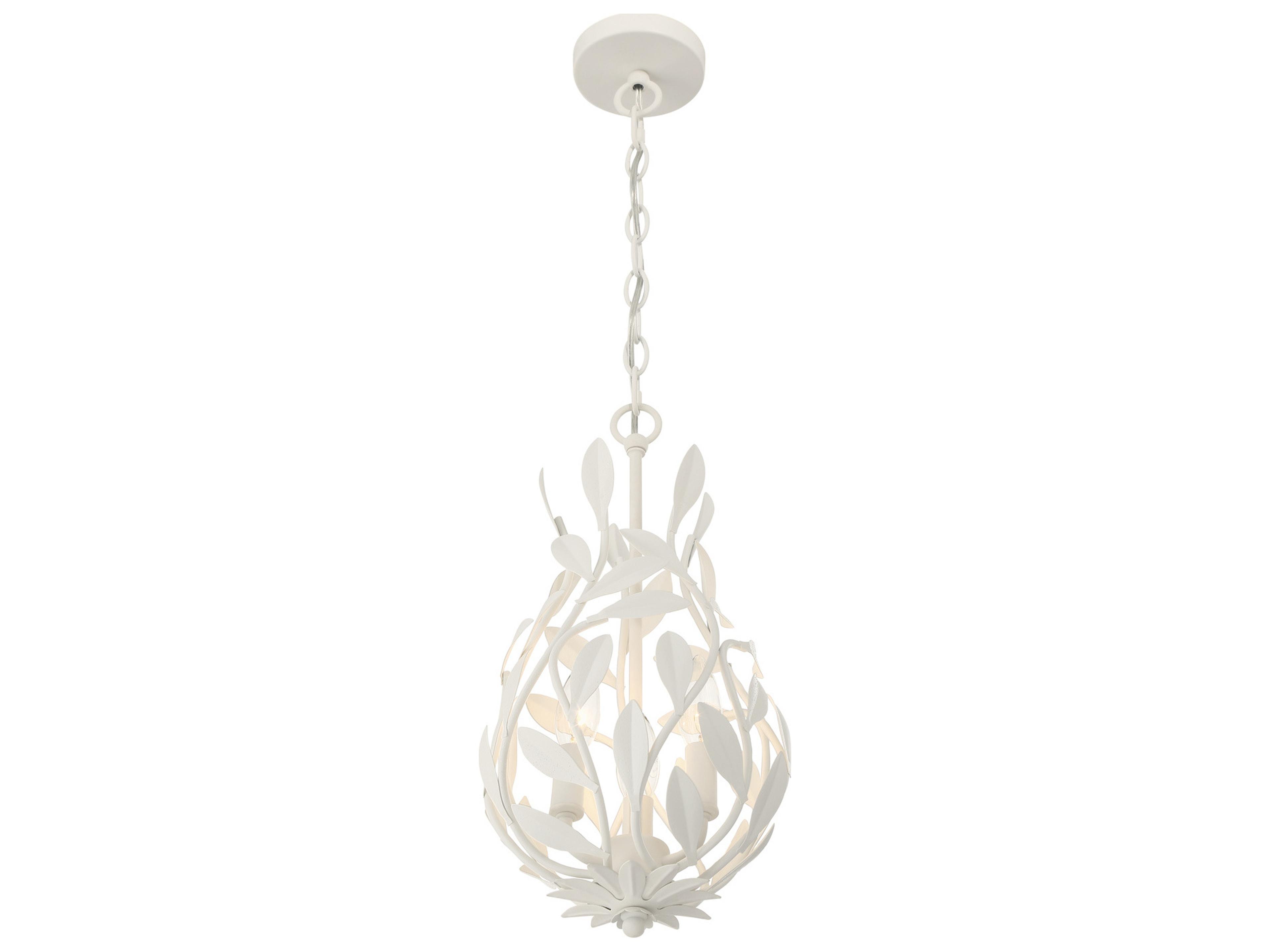 Crystorama Broche 3-Light White Mini Pendant