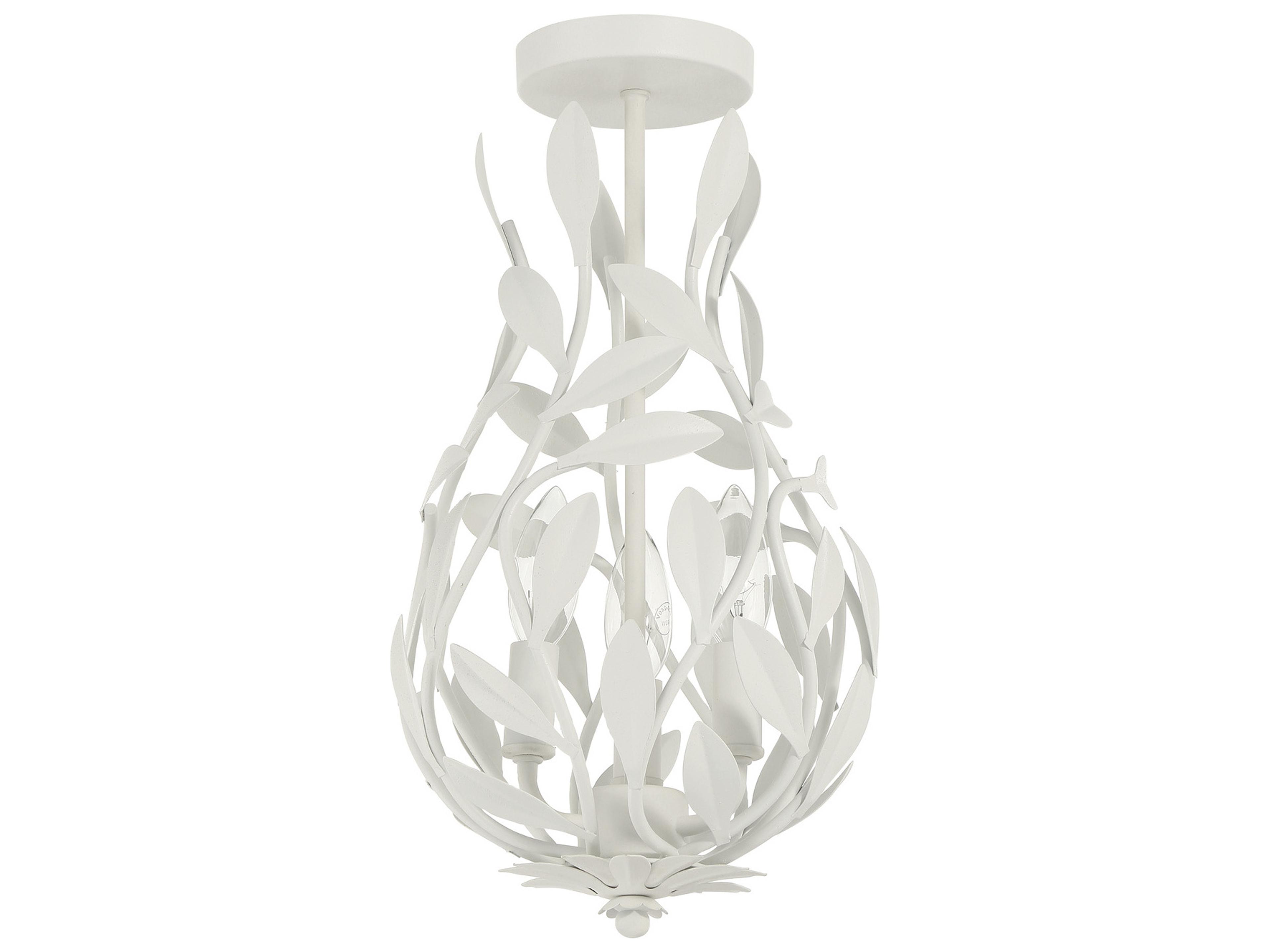 Crystorama Broche 3-Light White Semi Flush Mount