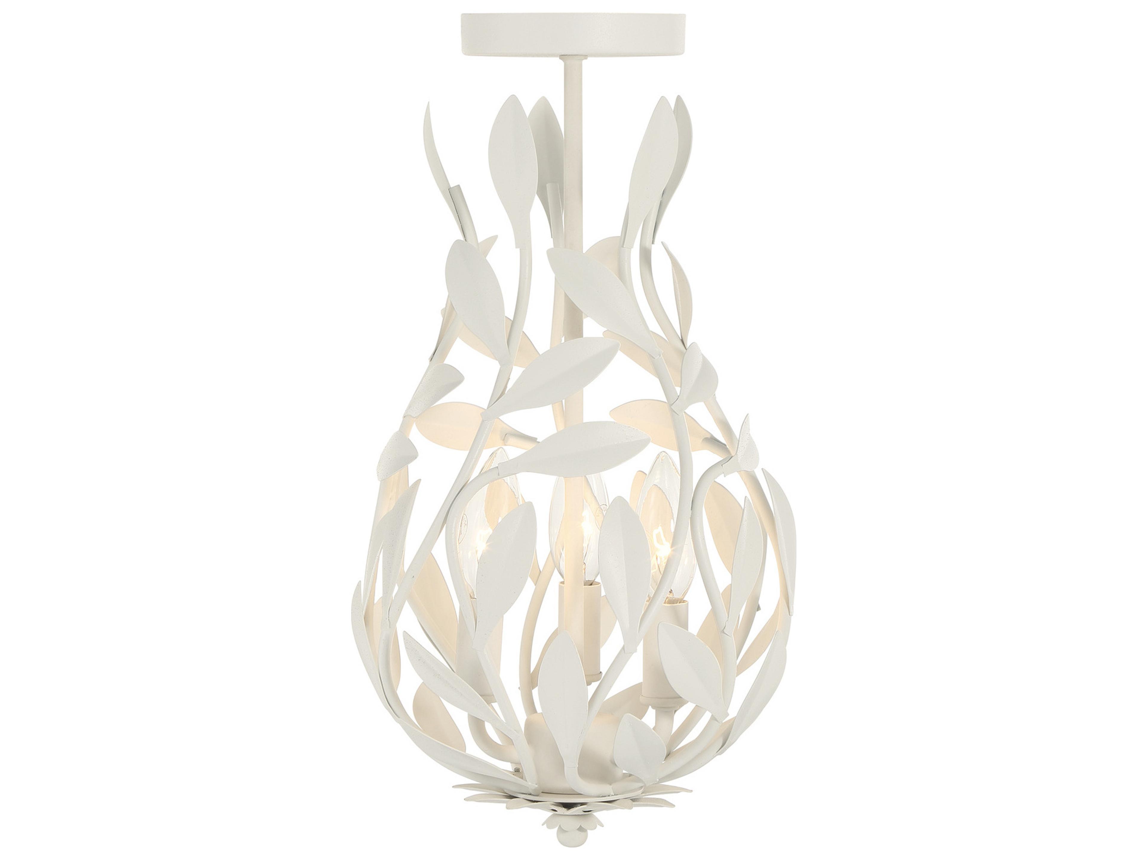 Crystorama Broche 3-Light White Semi Flush Mount