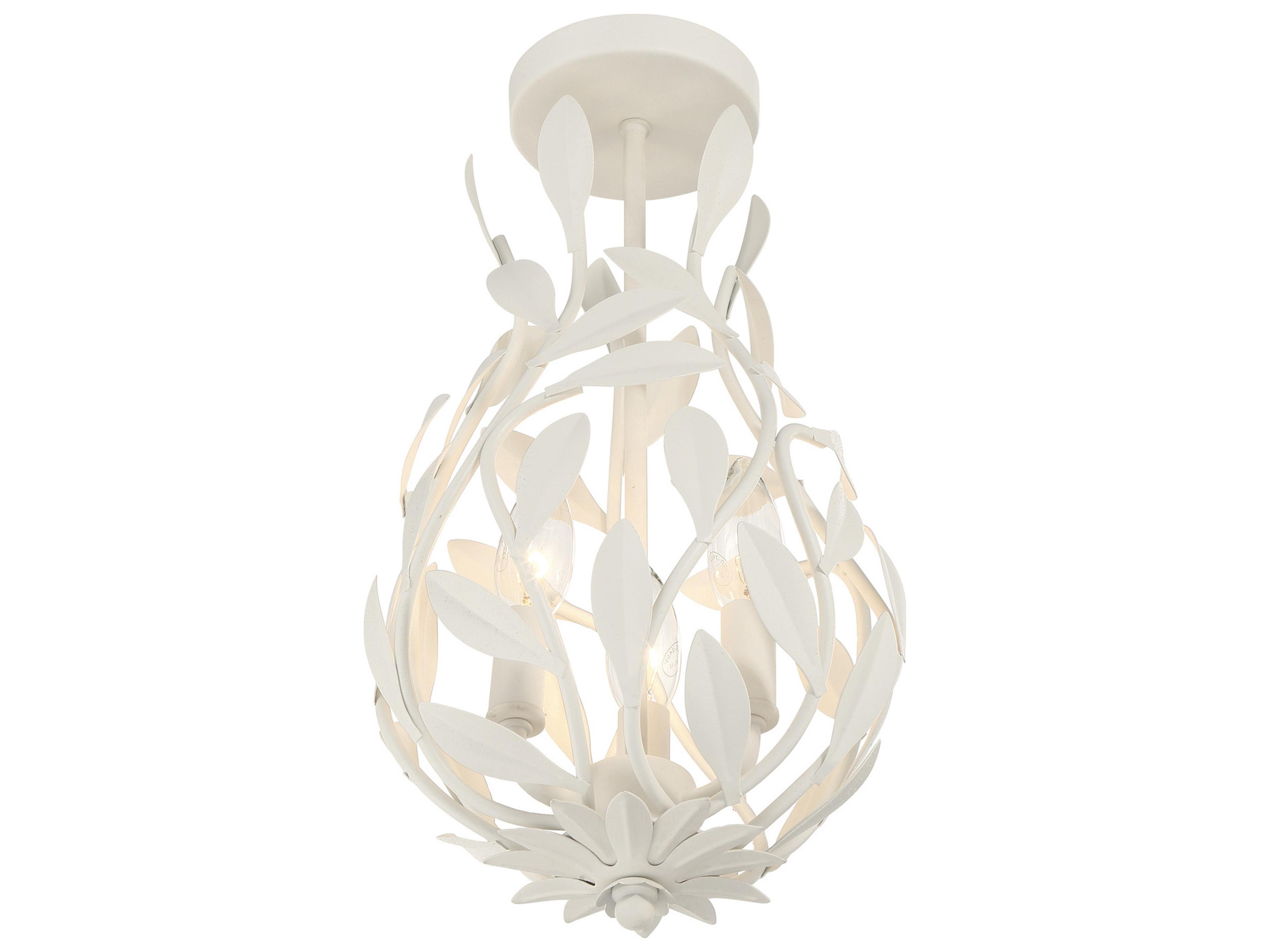 Crystorama Broche 3-Light White Semi Flush Mount