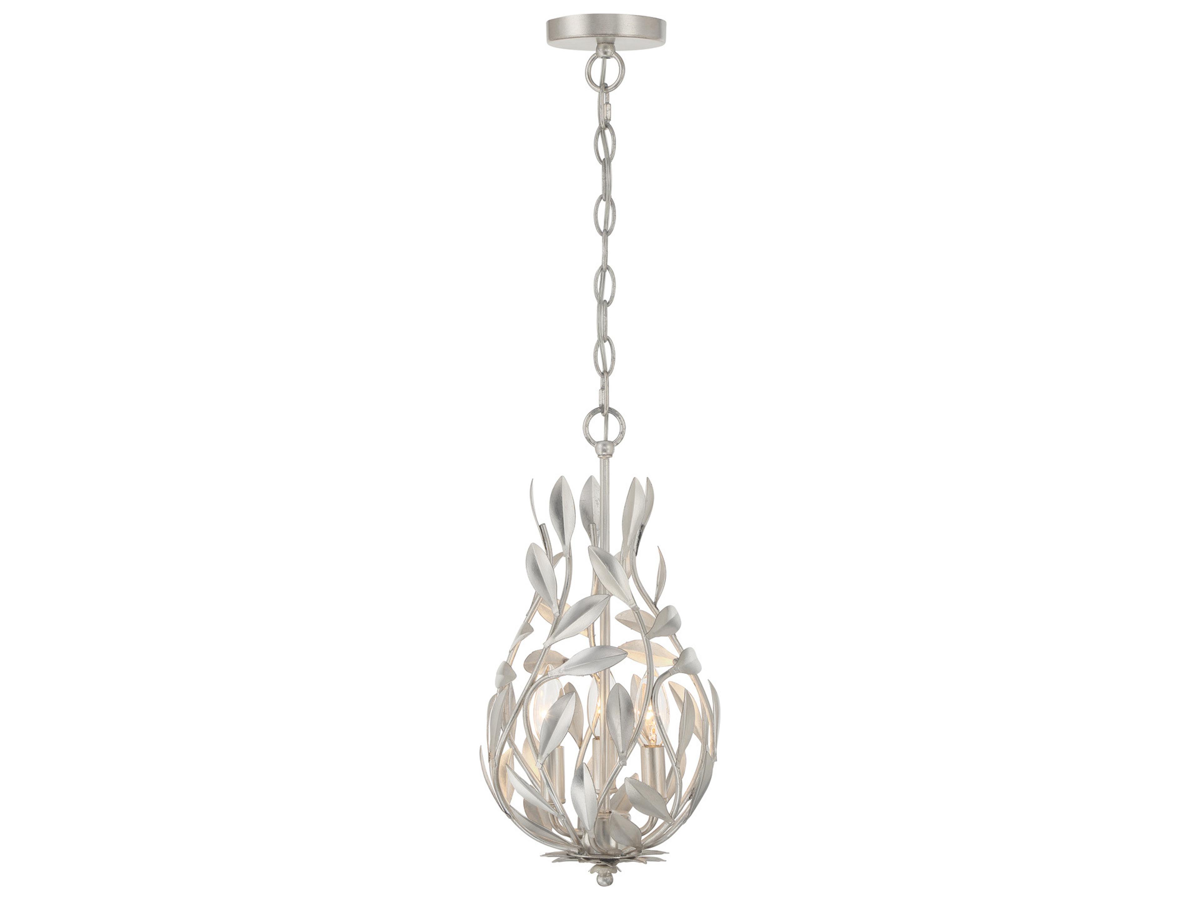 Crystorama Broche 3-Light Silver Mini Pendant