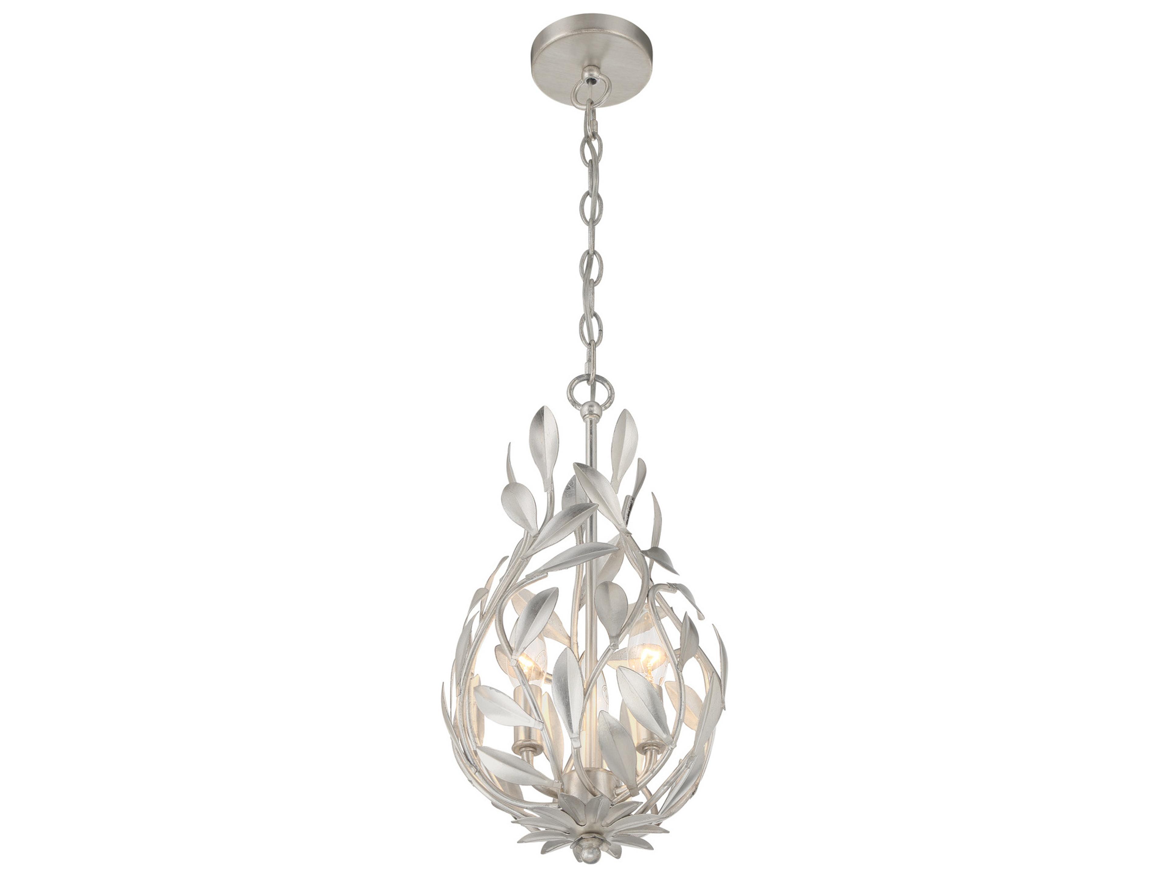 Crystorama Broche 3-Light Silver Mini Pendant