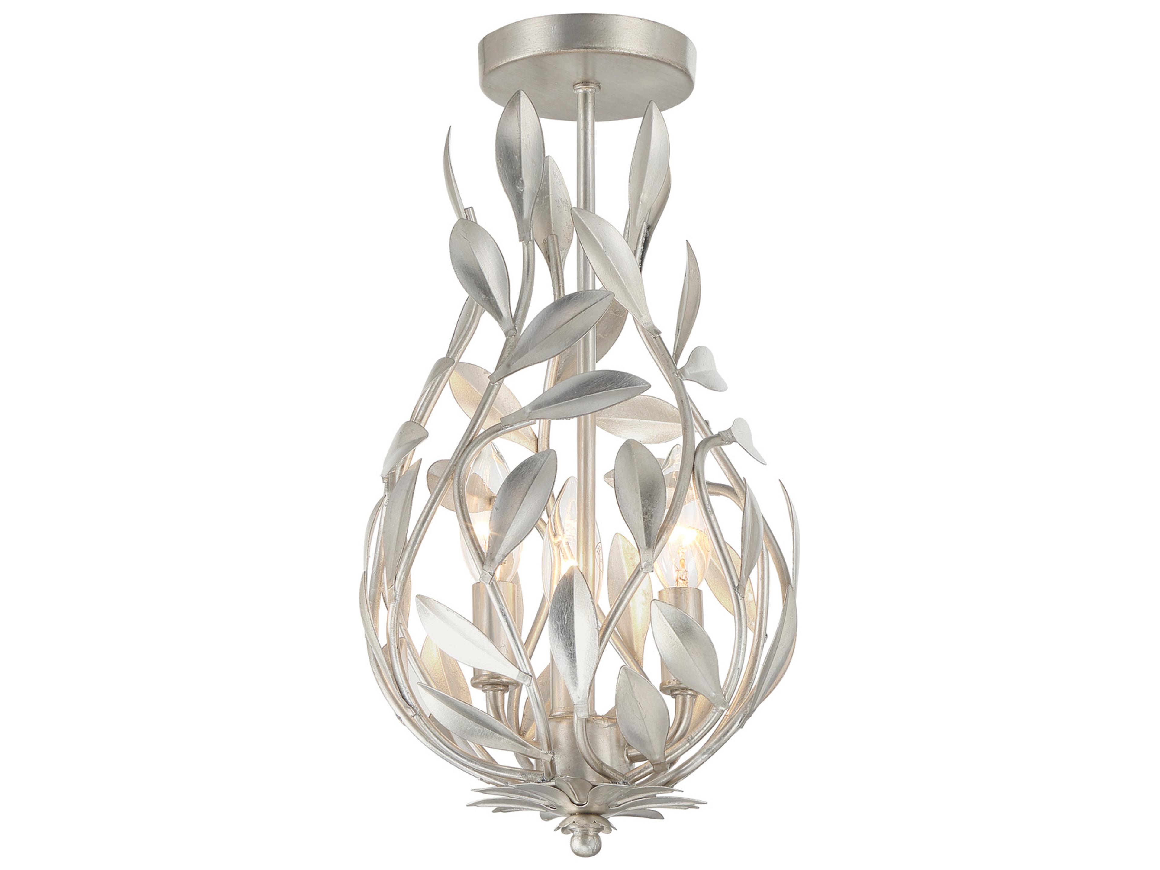 Crystorama Broche 3-Light Silver Semi Flush Mount