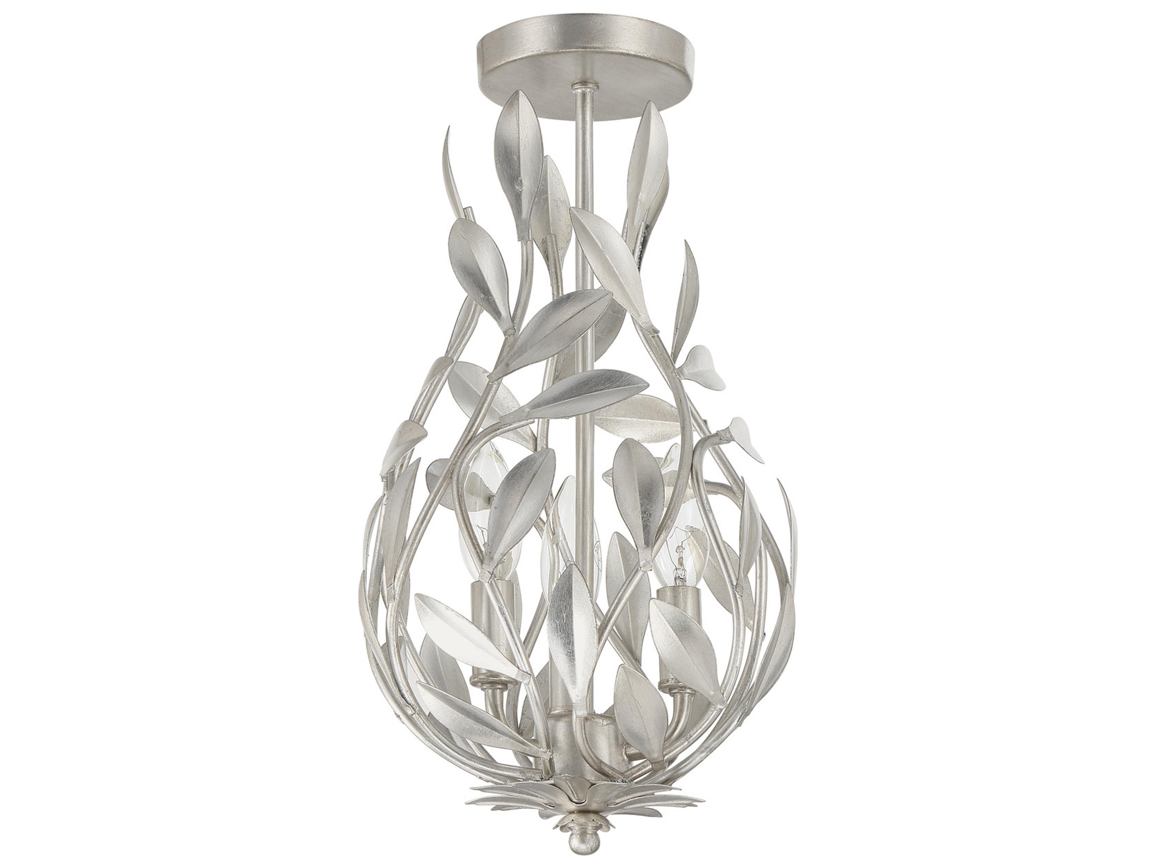Crystorama Broche 3-Light Silver Semi Flush Mount
